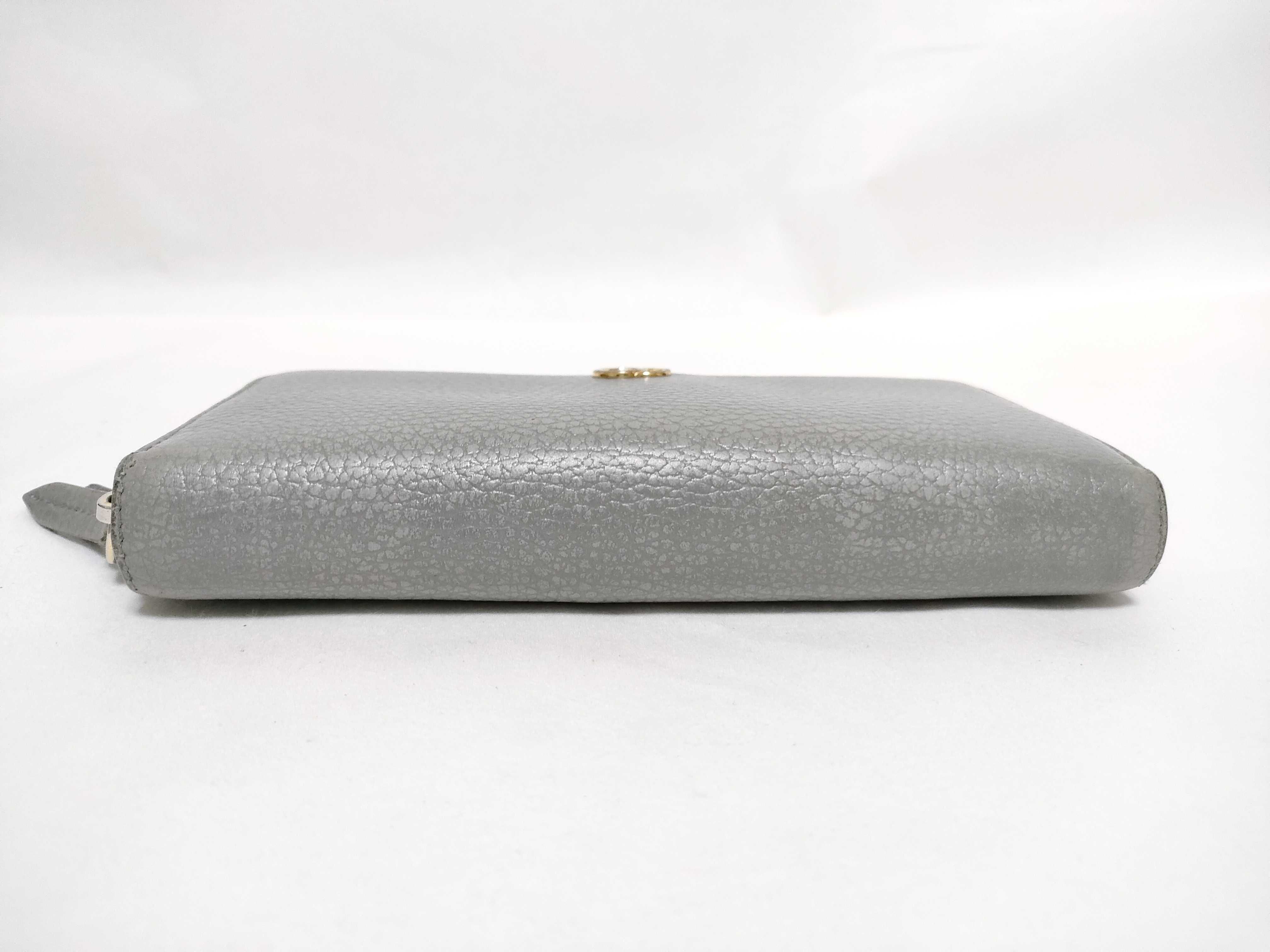 456117 Leather Double G Zip-Around Wallet, Gray, Gold Hardware — view 5
