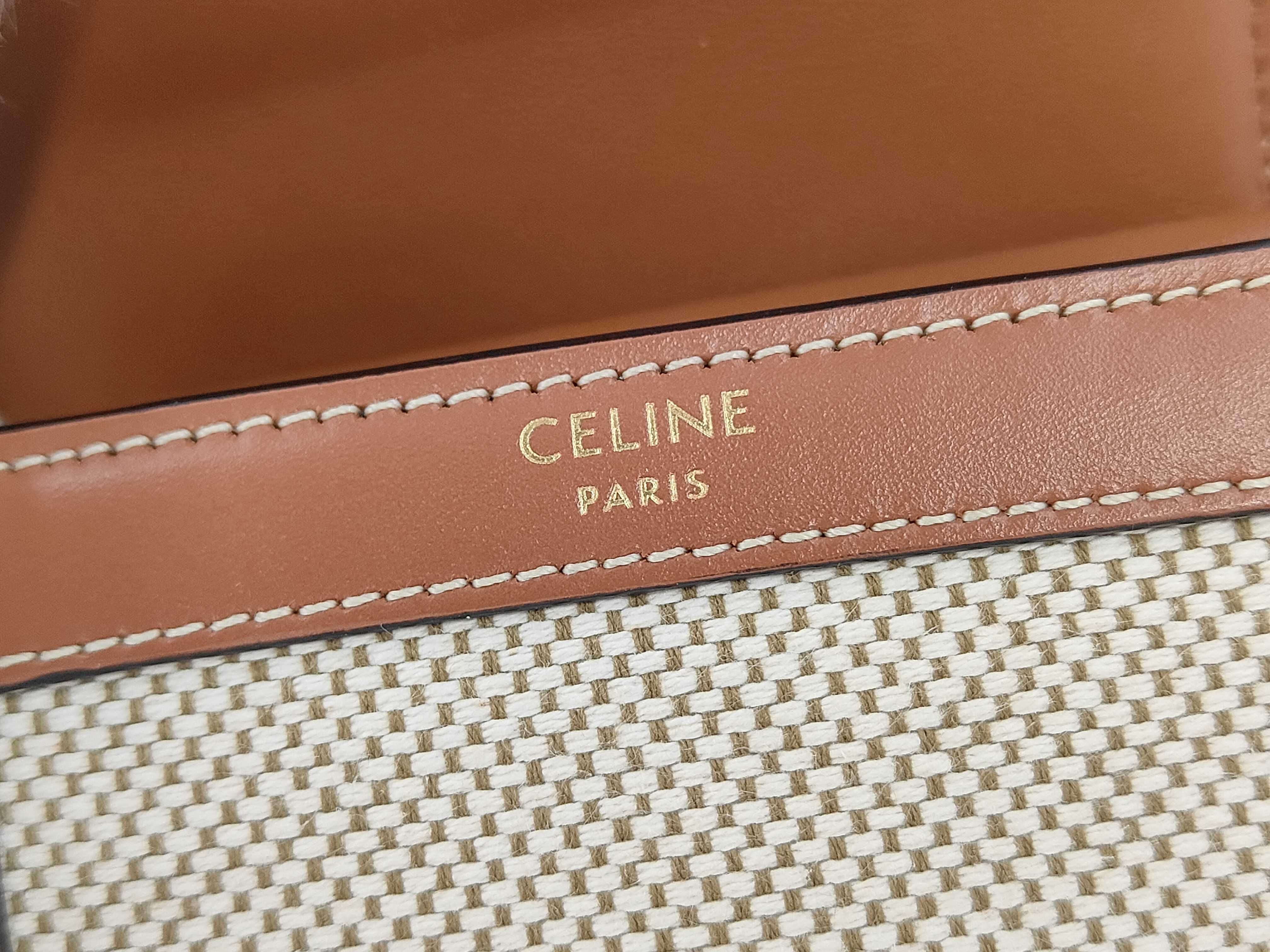 Triomphe Tri-fold Wallet, Canvas and Leather, Beige and Brown — view 5