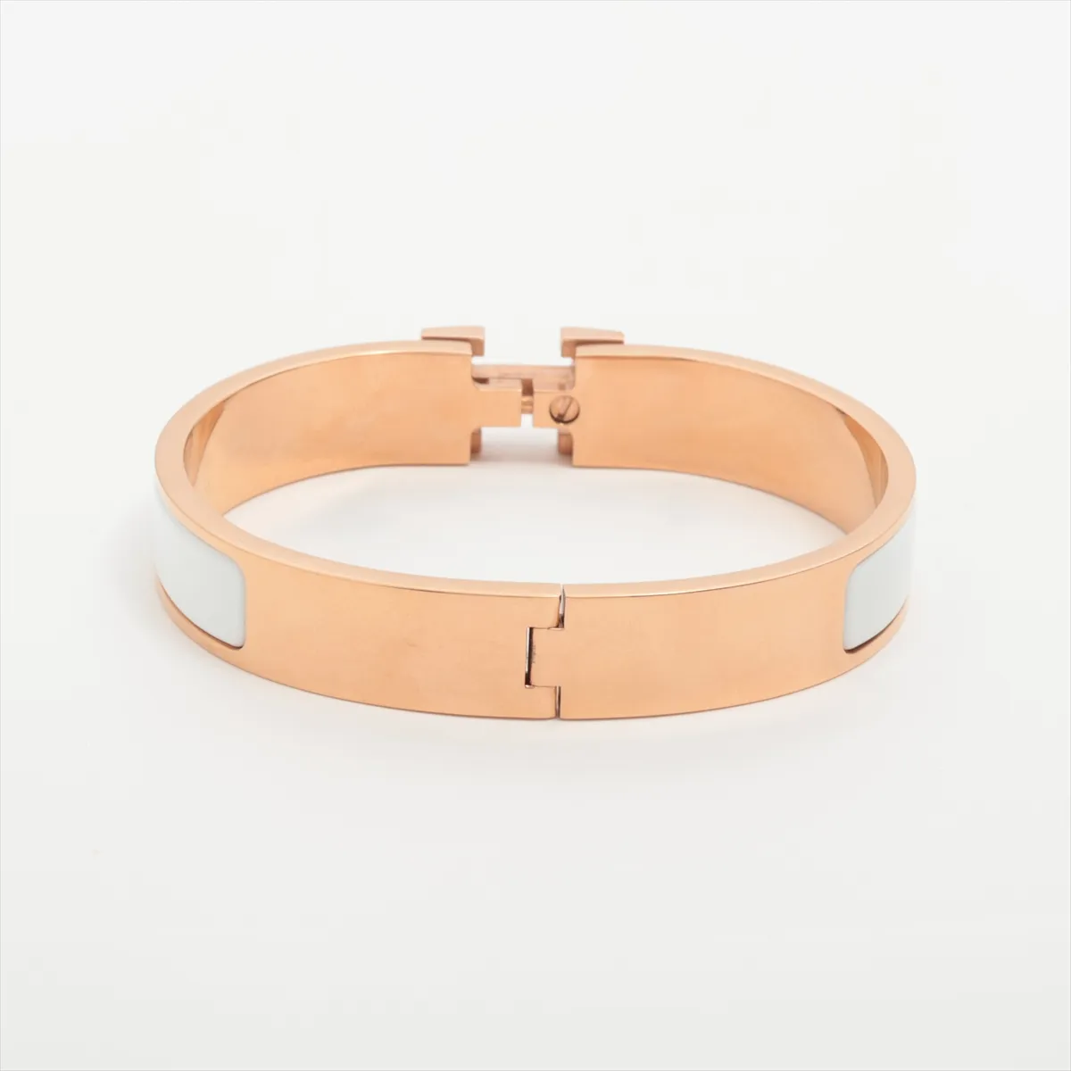 Click H Fan ST0158 Bangle GP White x Pink Gold. Shows signs of wear including — view 2