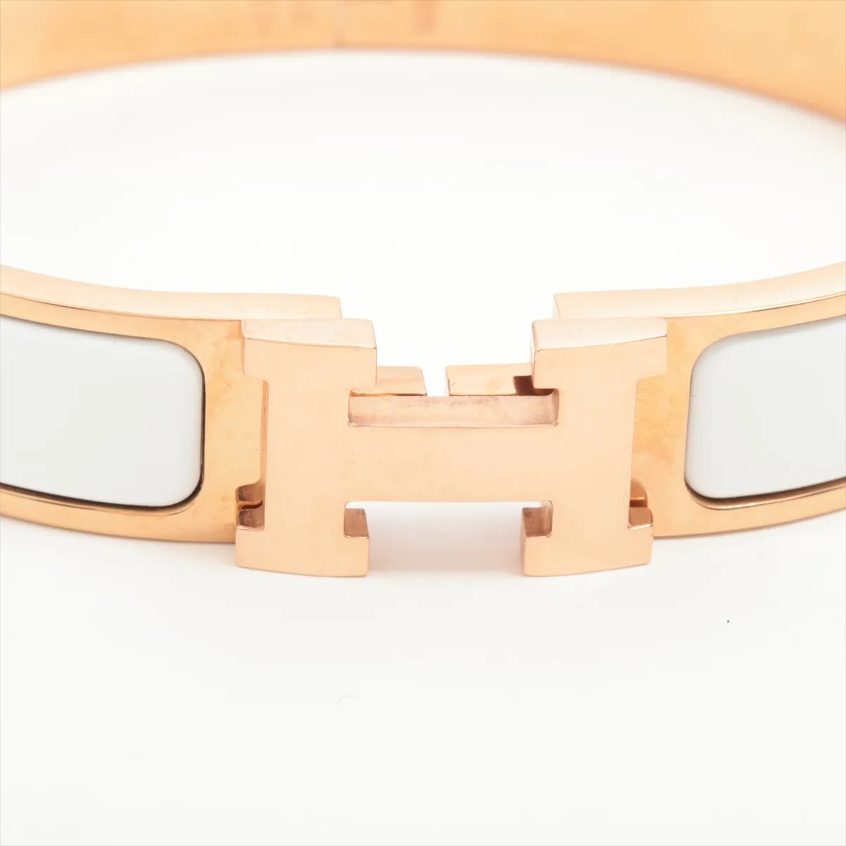 Click H Fan ST0158 Bangle GP White x Pink Gold. Shows signs of wear including — view 3