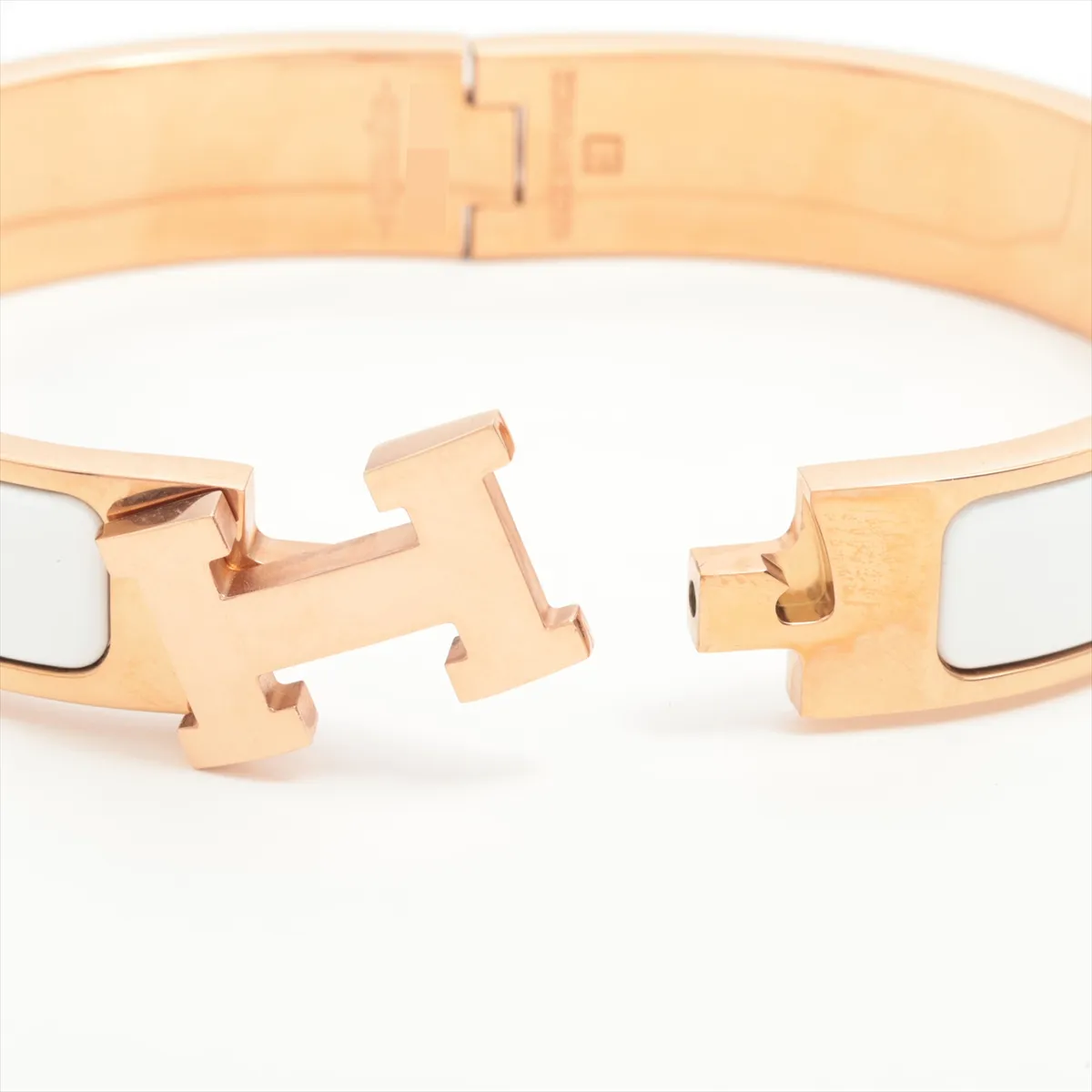 Click H Fan ST0158 Bangle GP White x Pink Gold. Shows signs of wear including — view 5