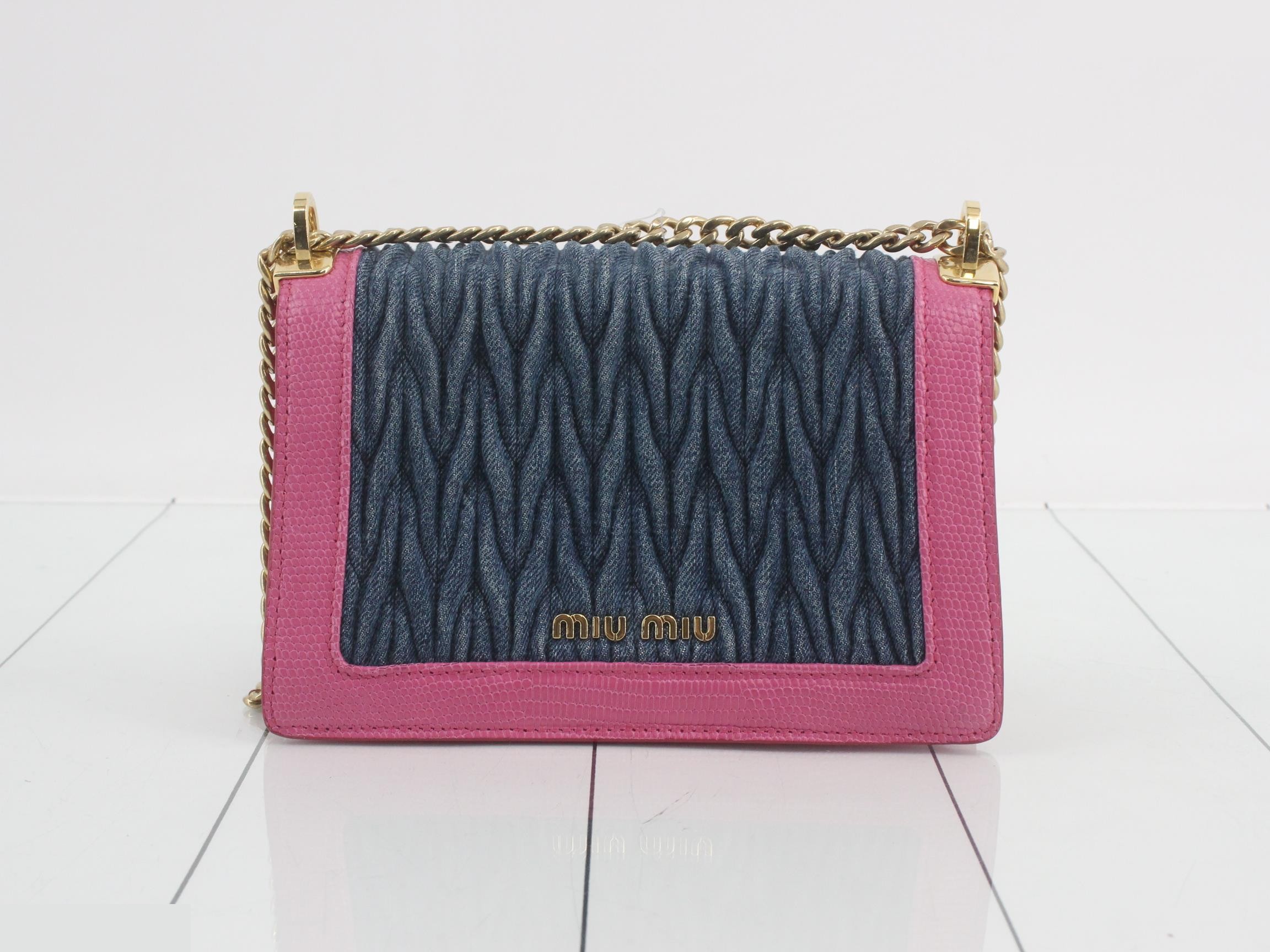 Matelassé (bag) - Chain shoulder bag - Denim - Pink — view 2