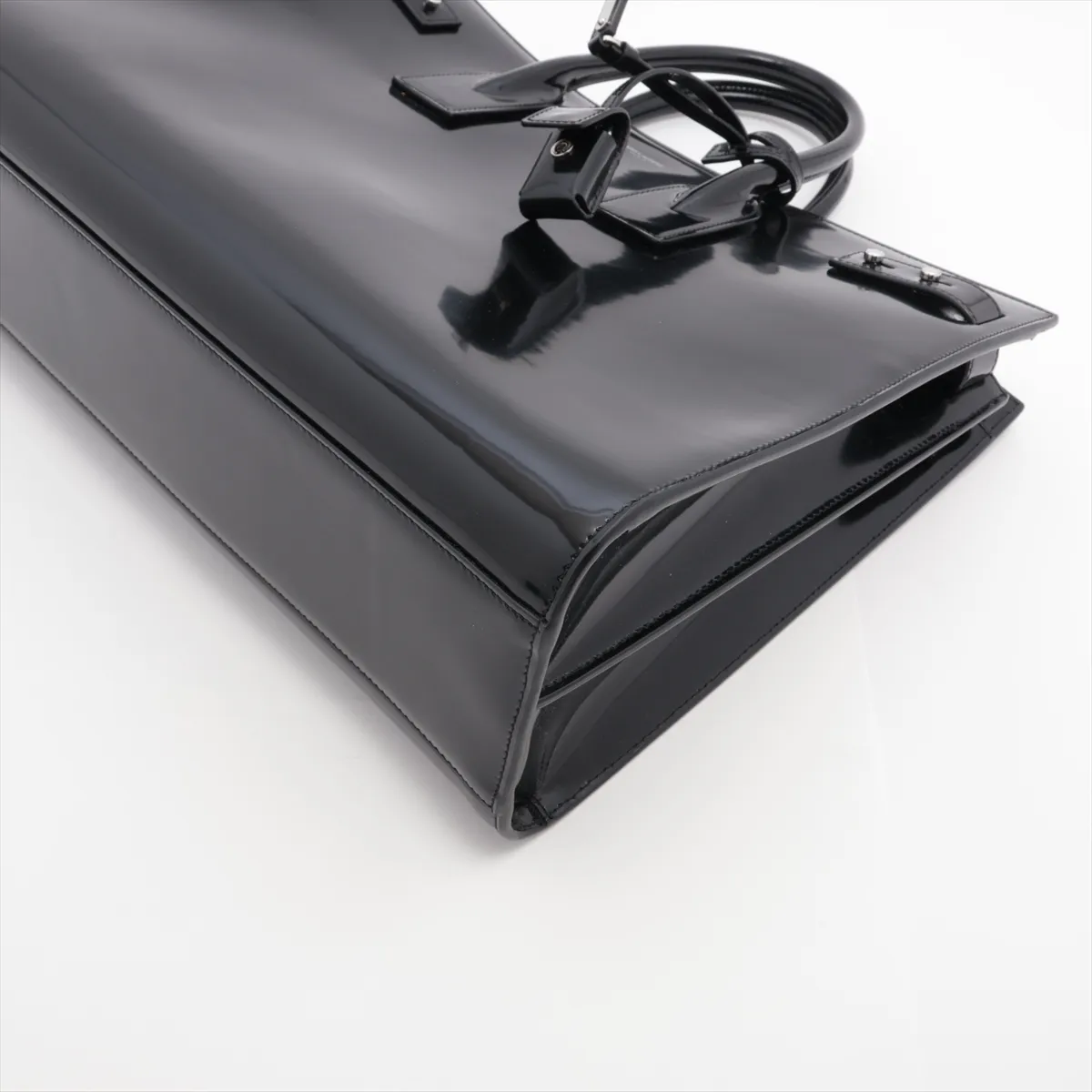 Large Sac de Jour Patent Leather 2WAY Handbag Black 631526 — view 3