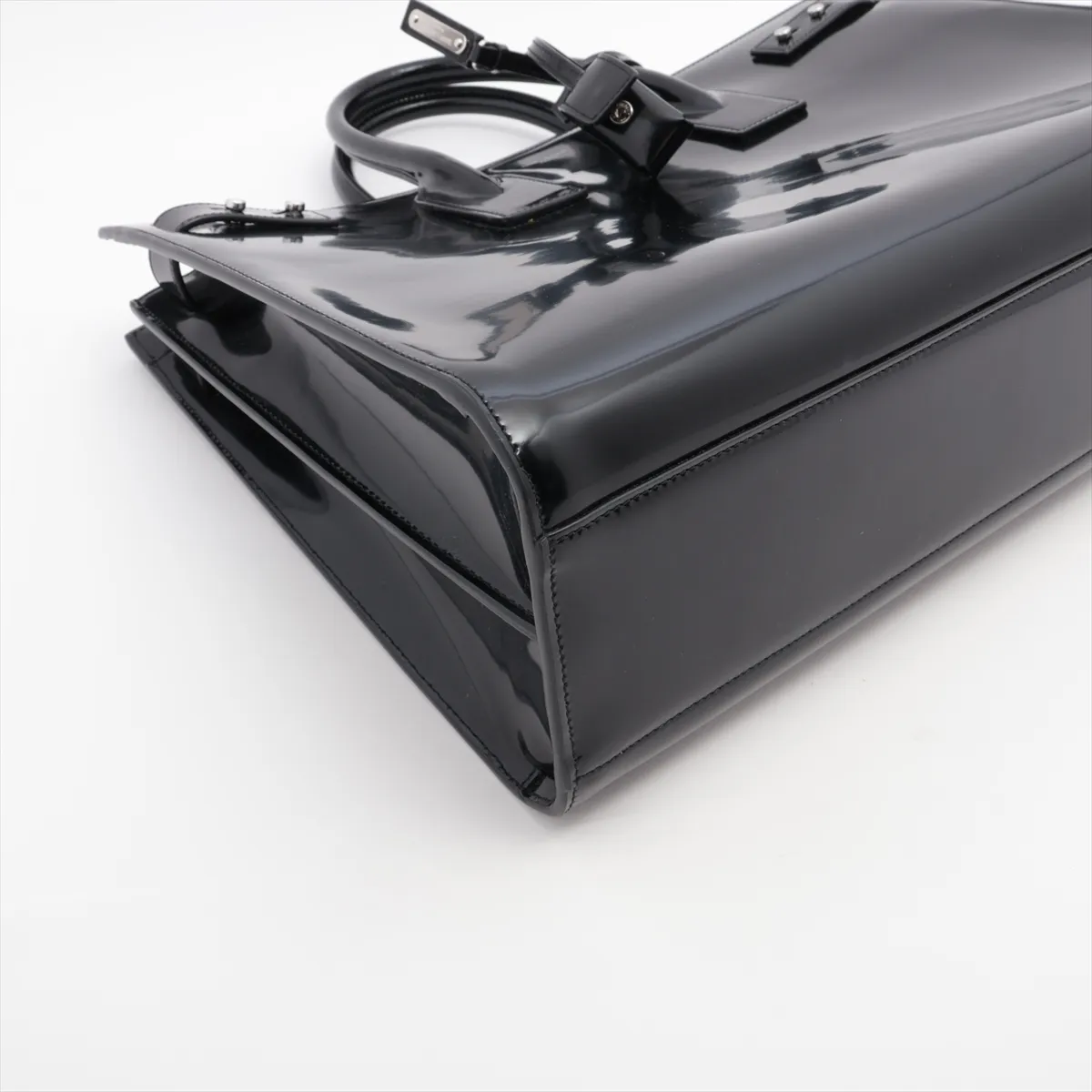 Large Sac de Jour Patent Leather 2WAY Handbag Black 631526 — view 4