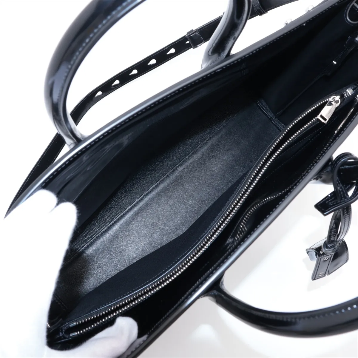 Large Sac de Jour Patent Leather 2WAY Handbag Black 631526 — view 8