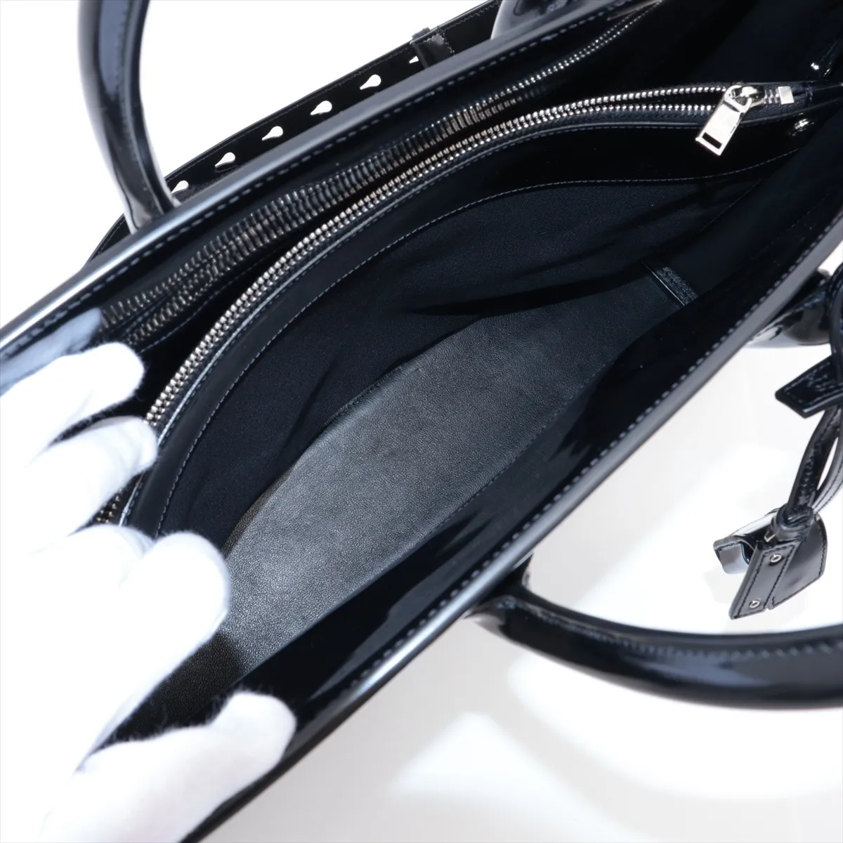 Large Sac de Jour Patent Leather 2WAY Handbag Black 631526 — view 9