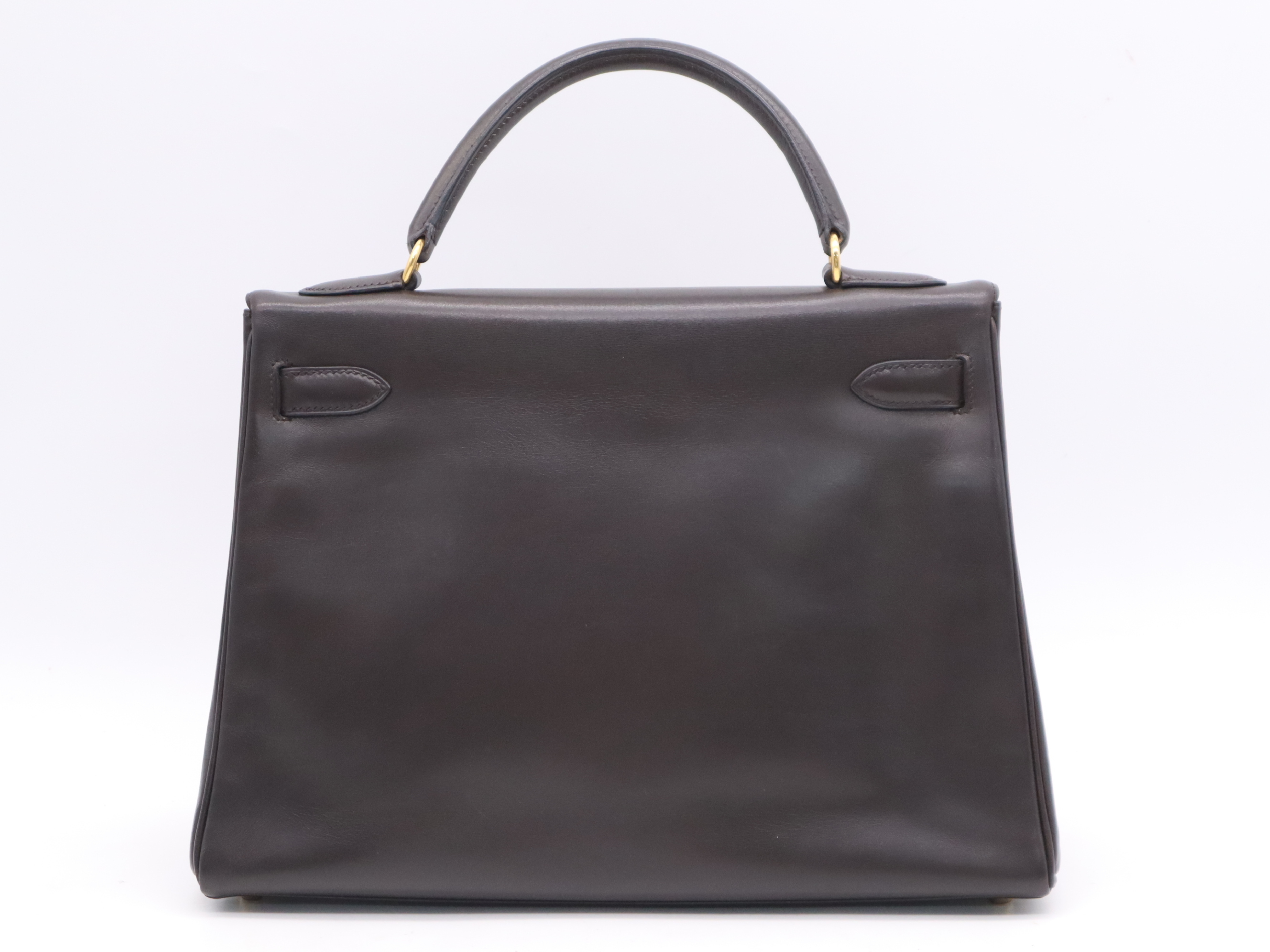Leather Kelly 32 2-way Handbag, Dark Brown, Gold Hardware, Shoulder Strap, 2 Keys, Clochette Included, W Stamp, 1993 Handbag — view 2