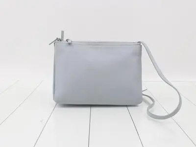 Triomphe Shoulder Bag, Light Blue, Leather