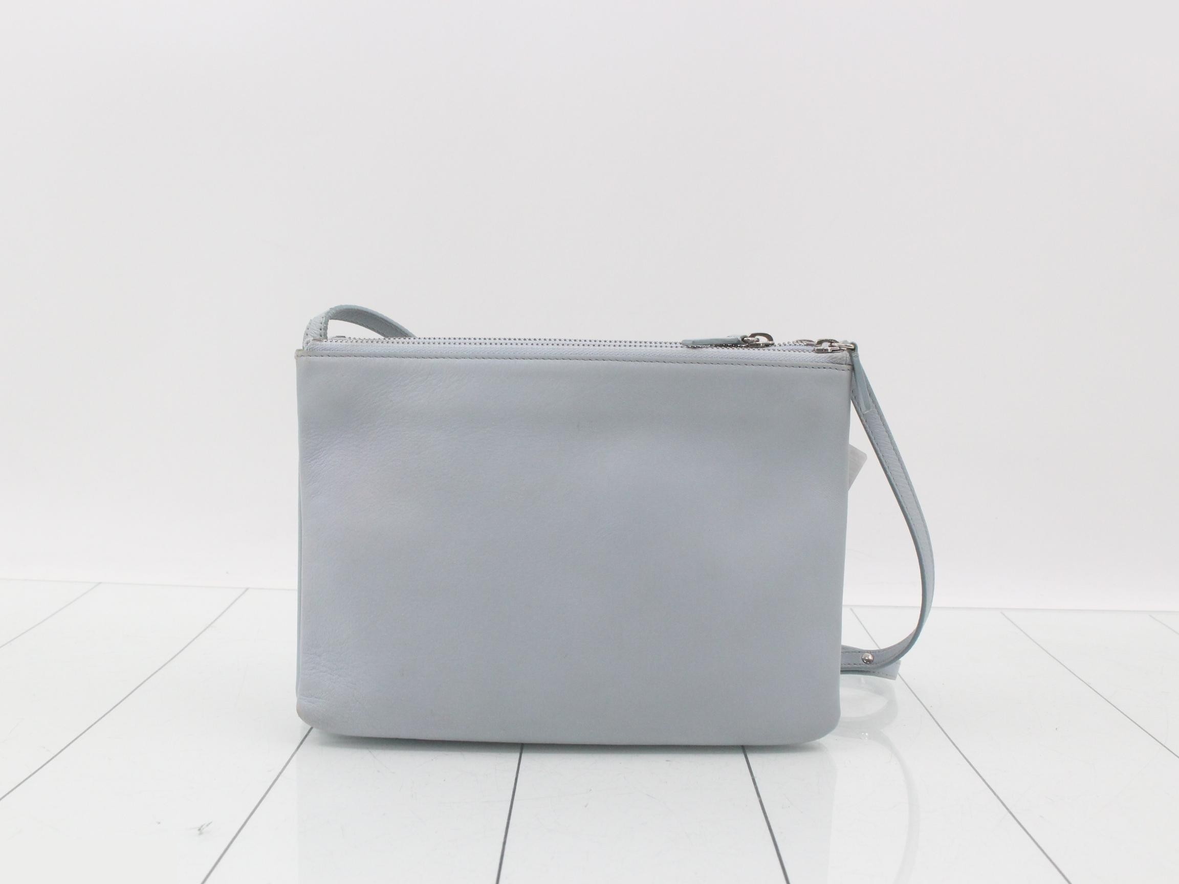 Triomphe Shoulder Bag, Light Blue, Leather — view 2