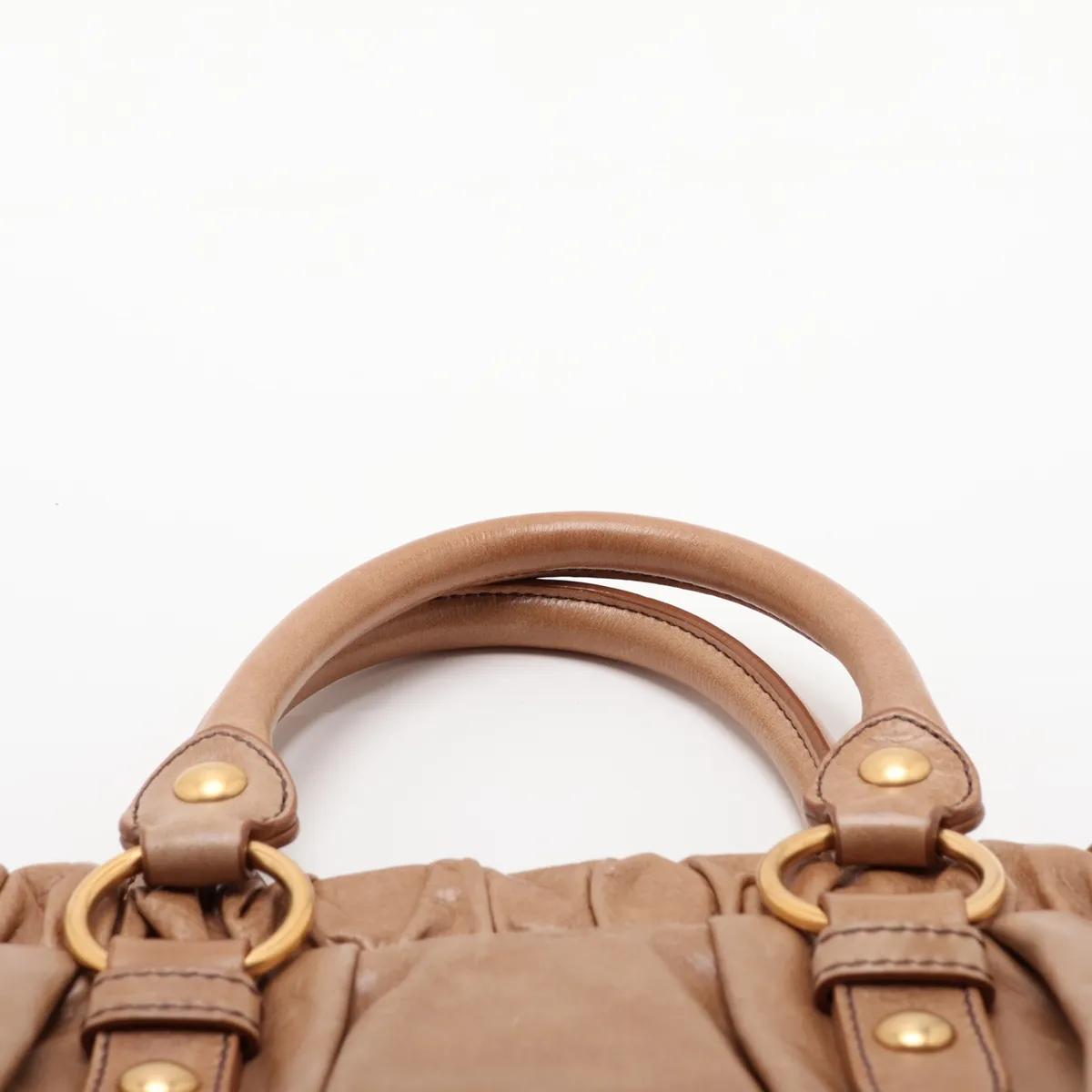 Leather 2-Way Tote Bag, Beige — view 6