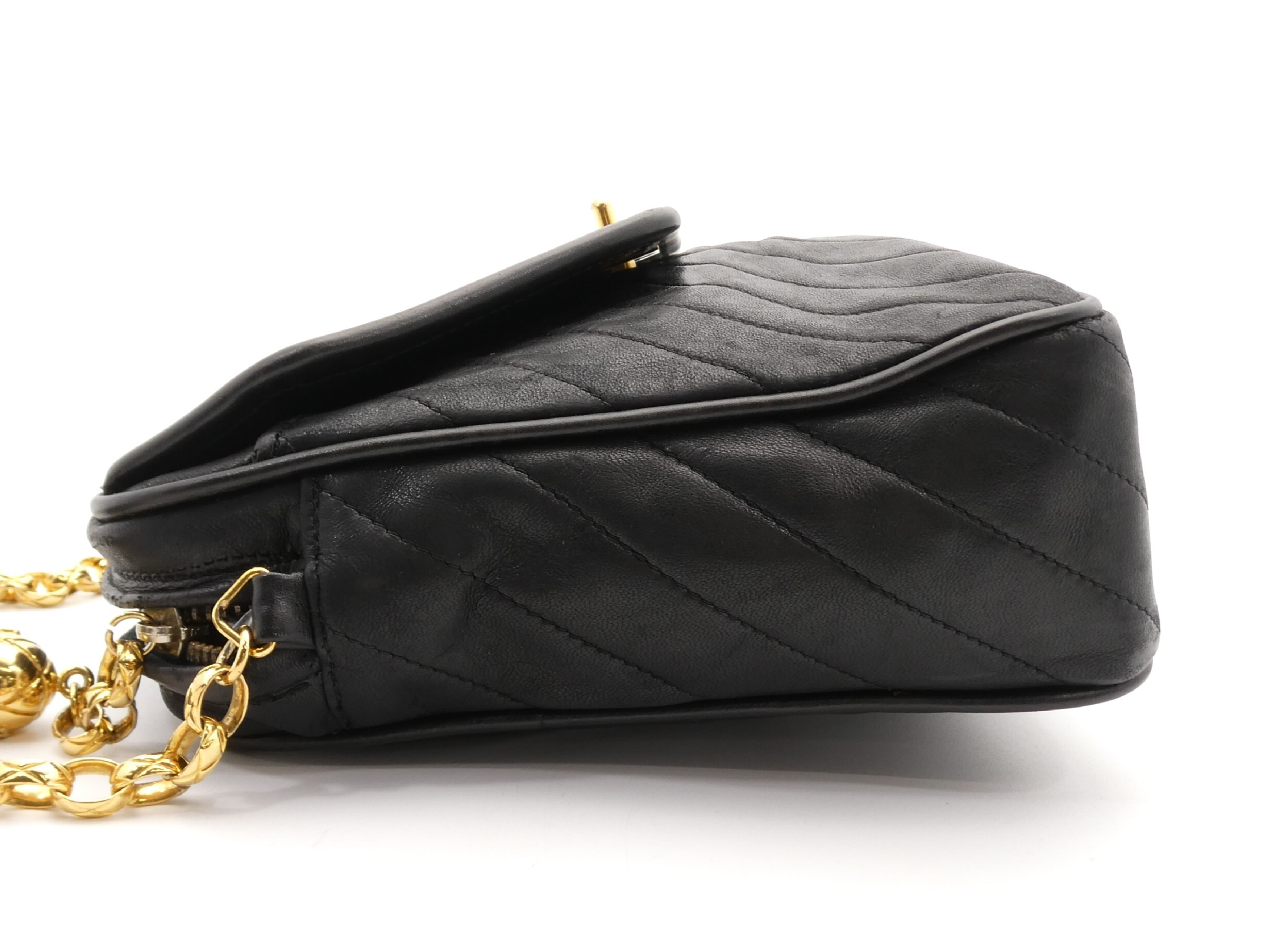 Bias Stitch Coco Mark Fringe Chain Shoulder Bag — view 3