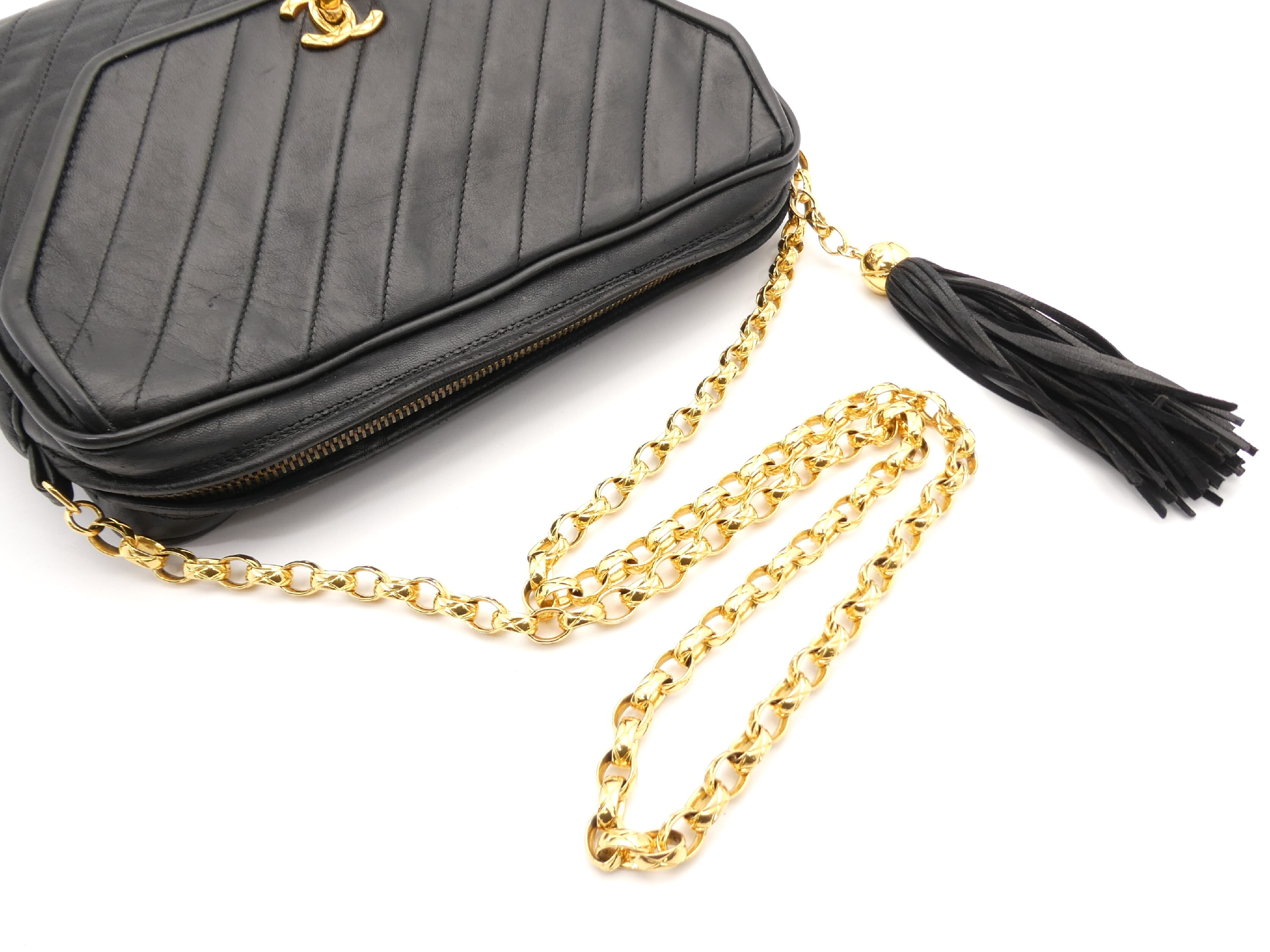 Bias Stitch Coco Mark Fringe Chain Shoulder Bag — view 6