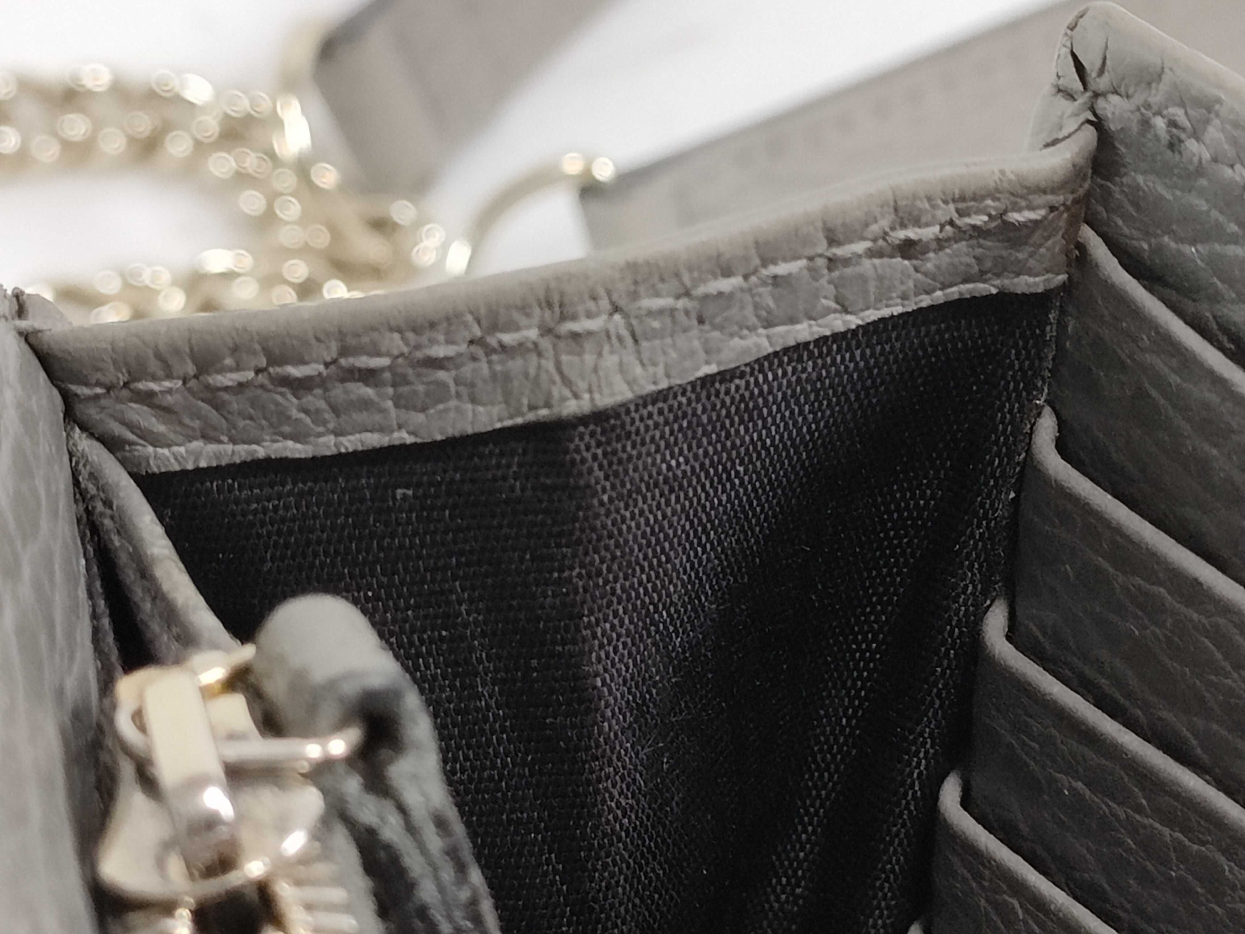 Interlocking Chain Shoulder Bag, Leather, Gray Shoulder Bag — view 9