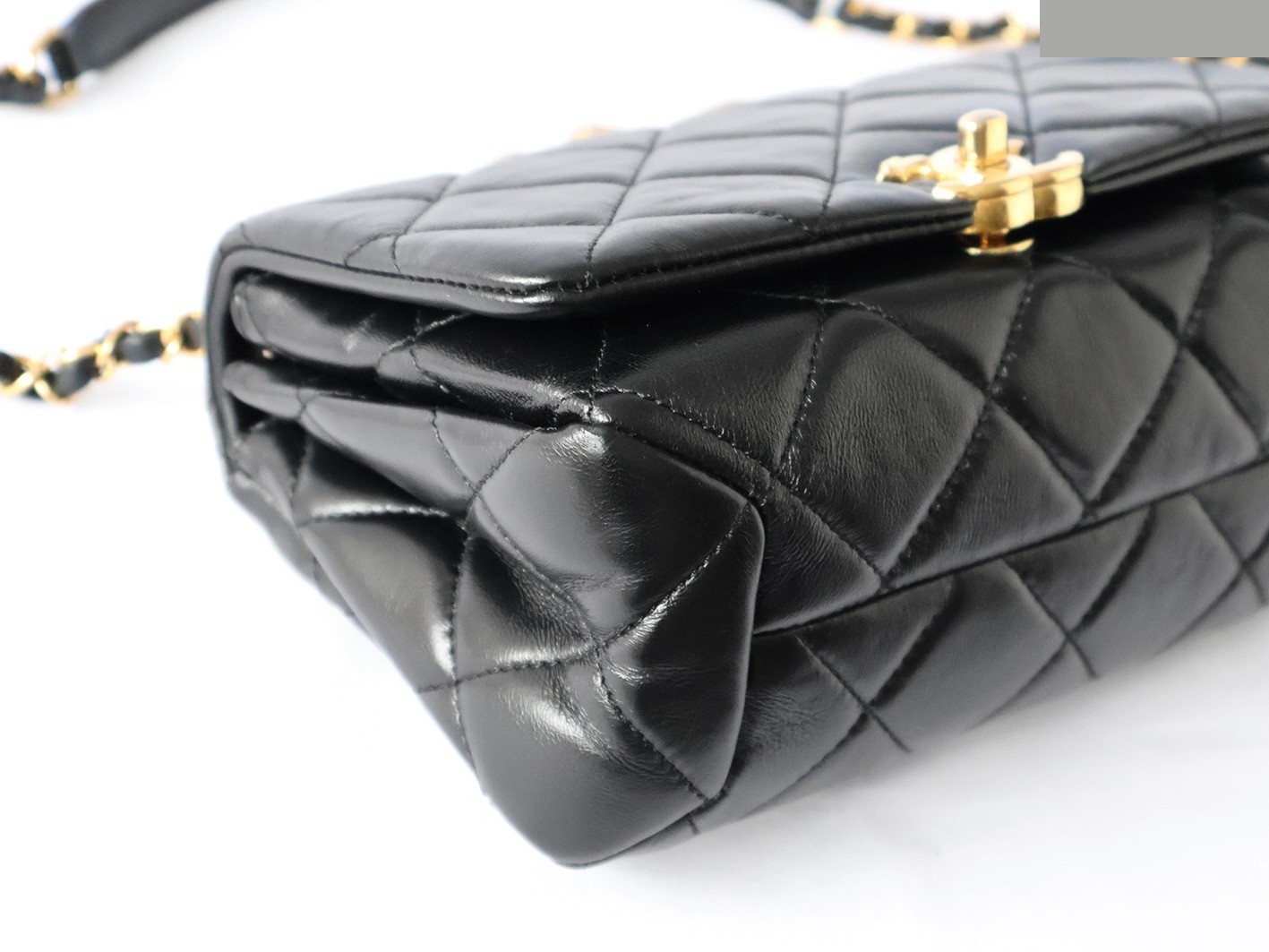 Matelassé Lambskin 2-Way Chain Shoulder Bag, Black — view 3