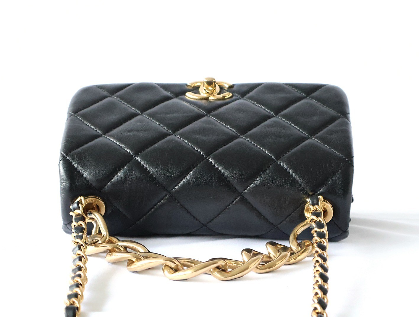 Matelassé Lambskin 2-Way Chain Shoulder Bag, Black — view 5