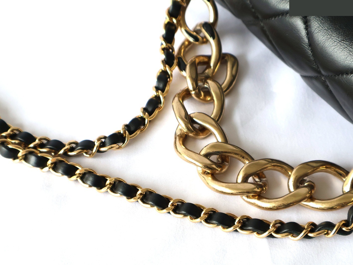 Matelassé Lambskin 2-Way Chain Shoulder Bag, Black — view 7