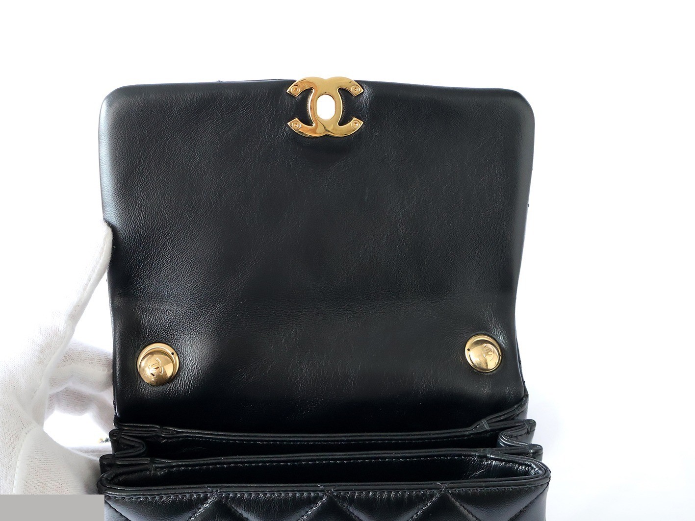 Matelassé Lambskin 2-Way Chain Shoulder Bag, Black — view 9