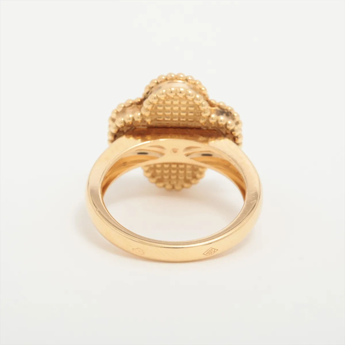 Vintage Alhambra Shell Diamond Ring 750(YG) 6.7g 48 JE000216 Hallmark — view 2