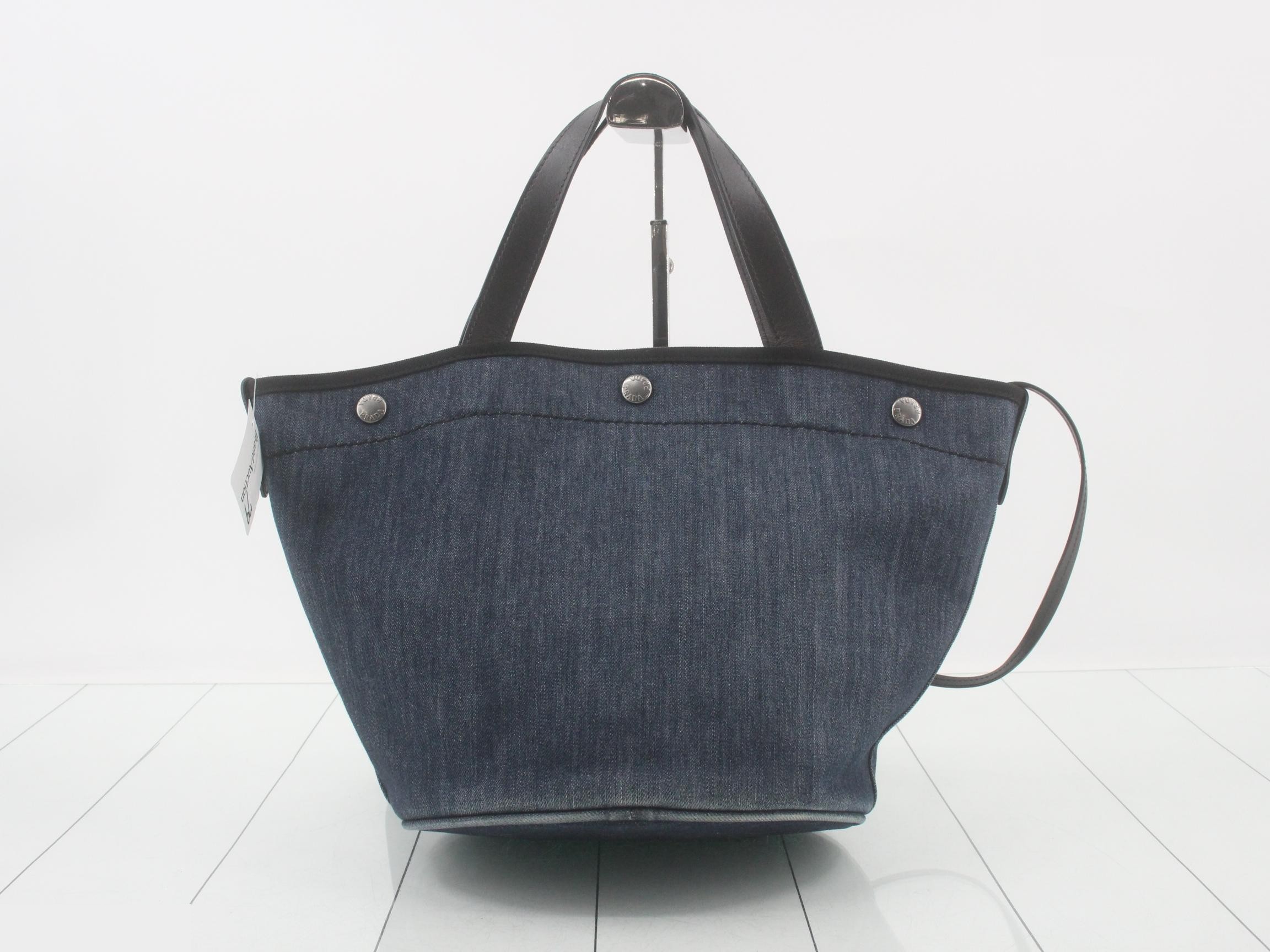 Denim logo handbag with pouch — view 2