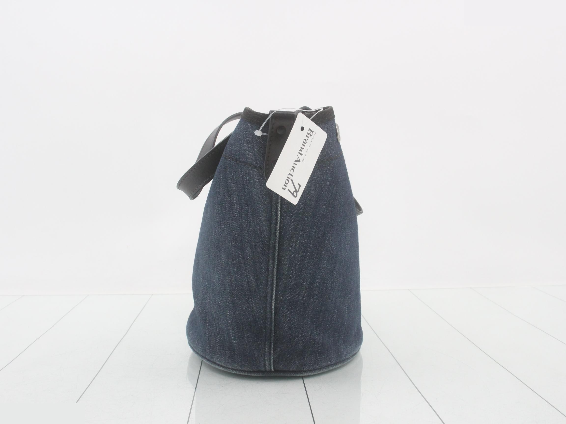 Denim logo handbag with pouch — view 3