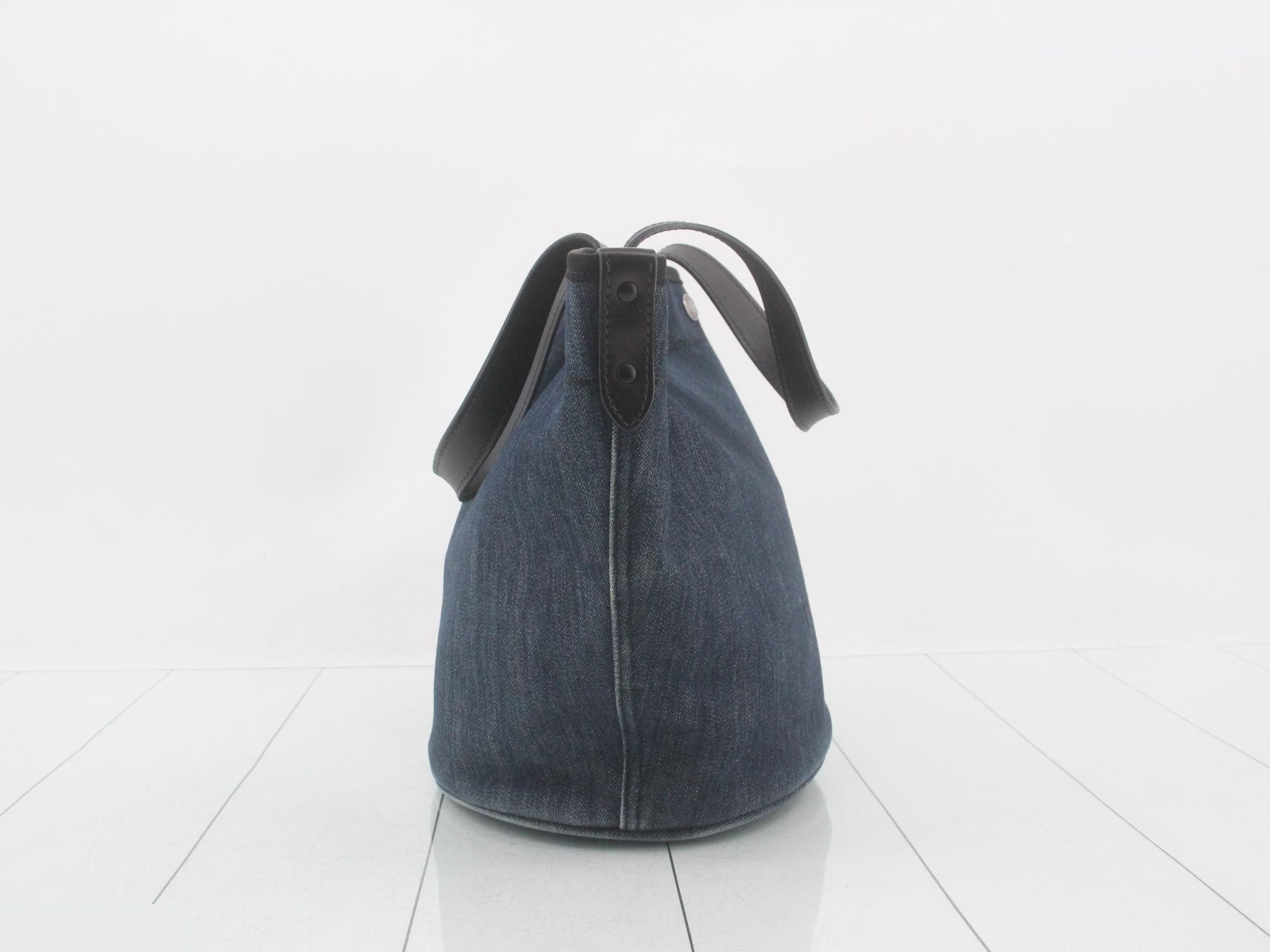 Denim logo handbag with pouch — view 4