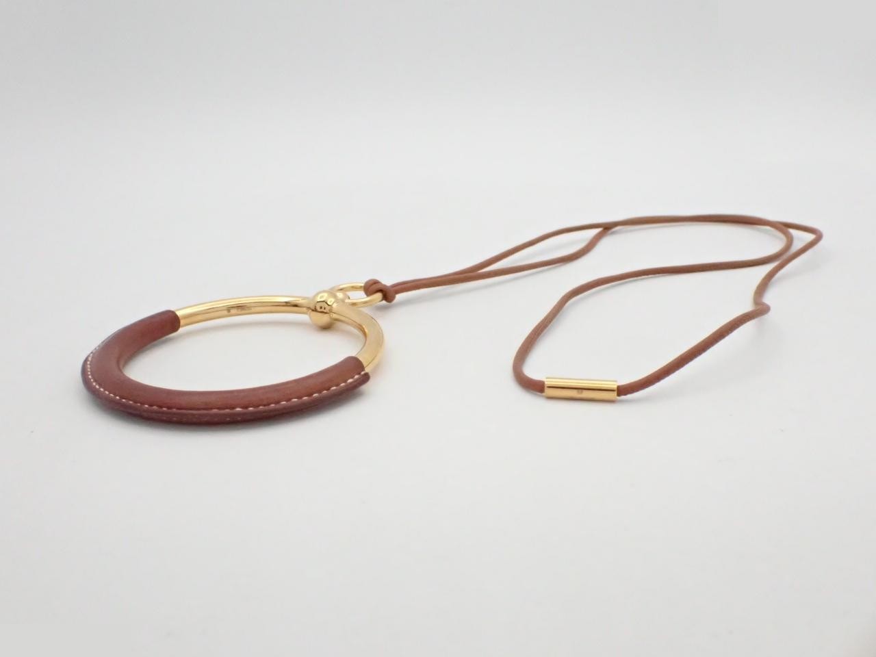 Loopgran Leather Necklace with Gold Hardware, Neck Circumference Approx. 80cm — view 3