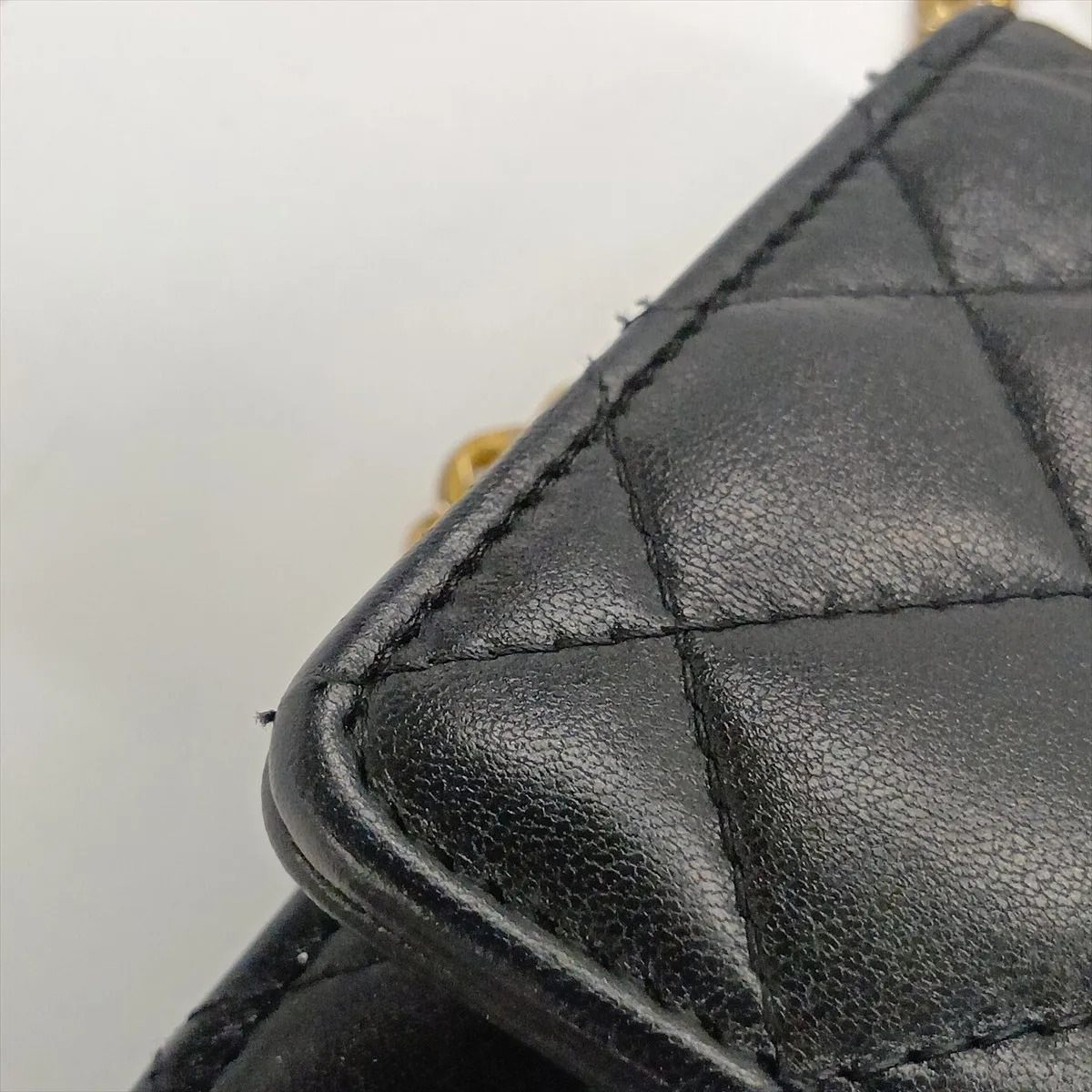 Matelassé Lambskin Chain Wallet, Black with Gold Hardware, H53NL31G, Random Plate — view 13