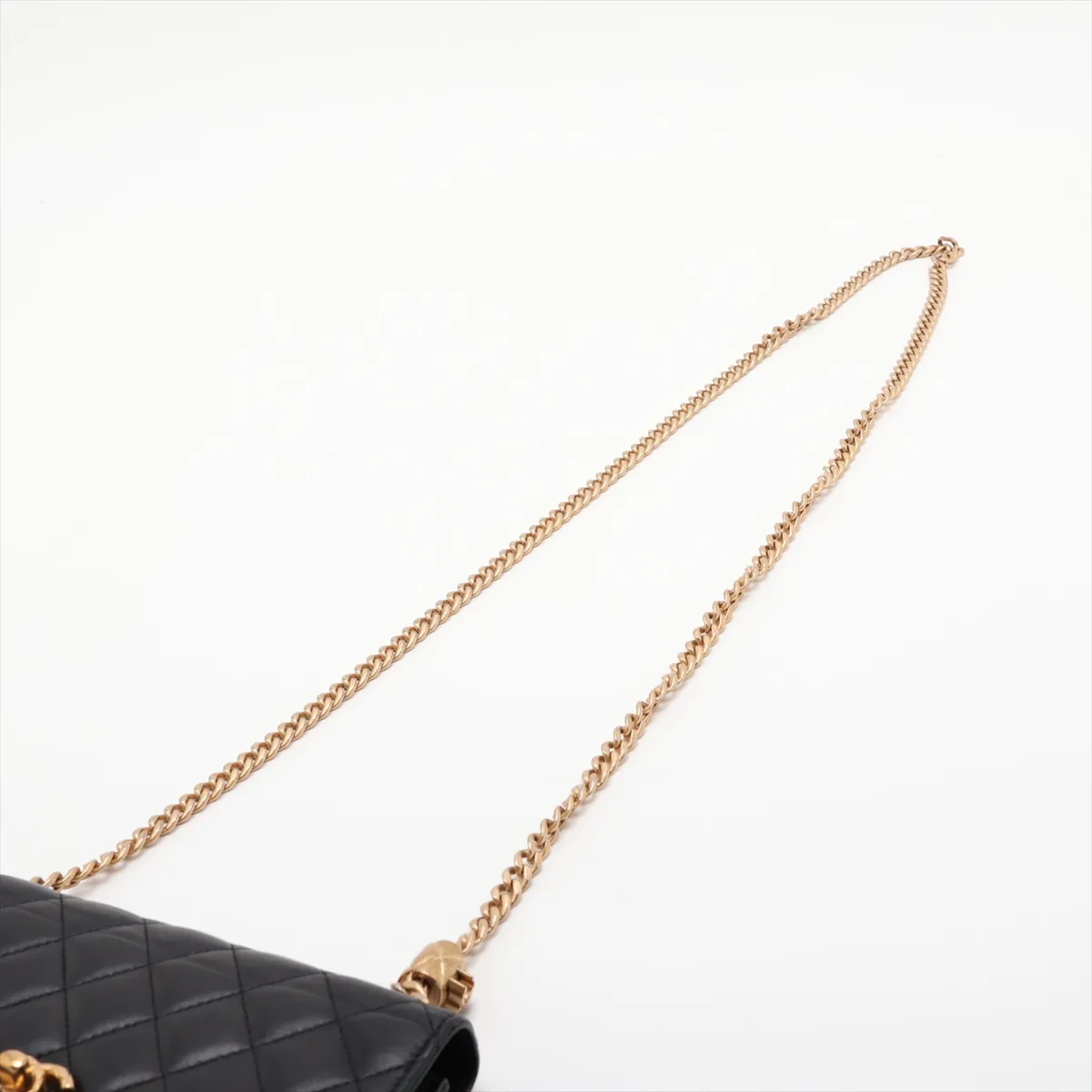 Matelassé Lambskin Chain Wallet, Black with Gold Hardware, H53NL31G, Random Plate — view 5