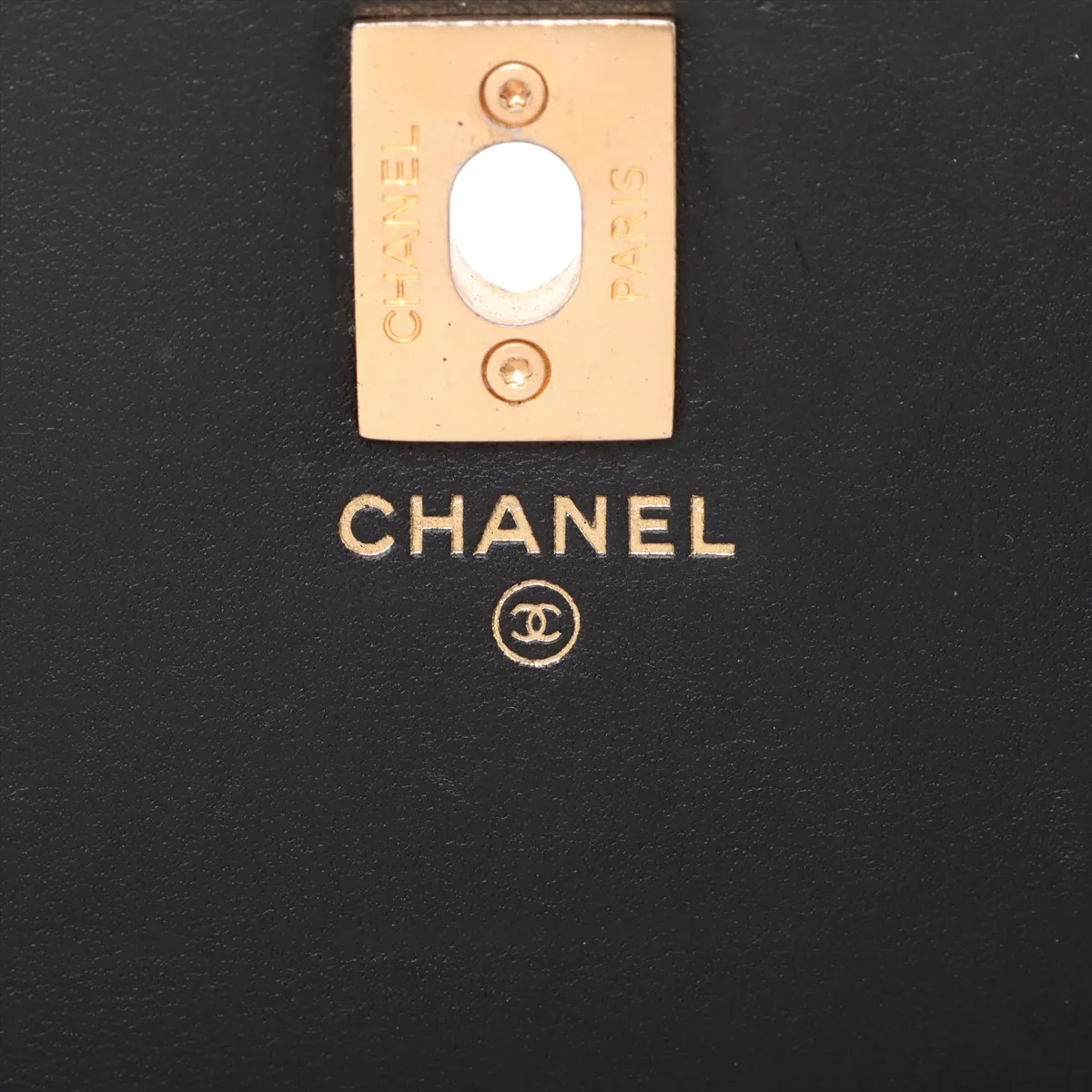 Matelassé Lambskin Chain Wallet, Black with Gold Hardware, H53NL31G, Random Plate — view 10