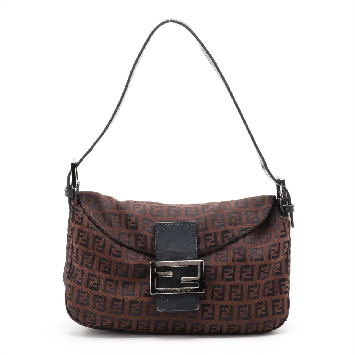 Zucca 8BR003 Canvas x Leather Shoulder Bag Brown