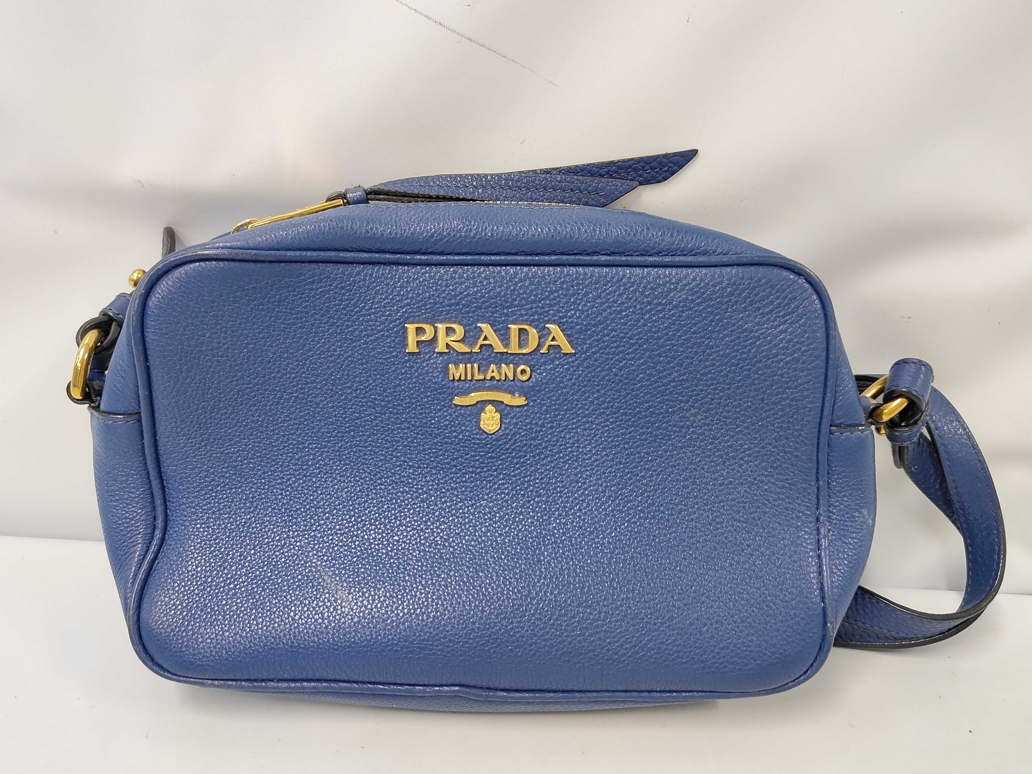 Square Shoulder Bag Vitello Blue Prada Shoulder Bag