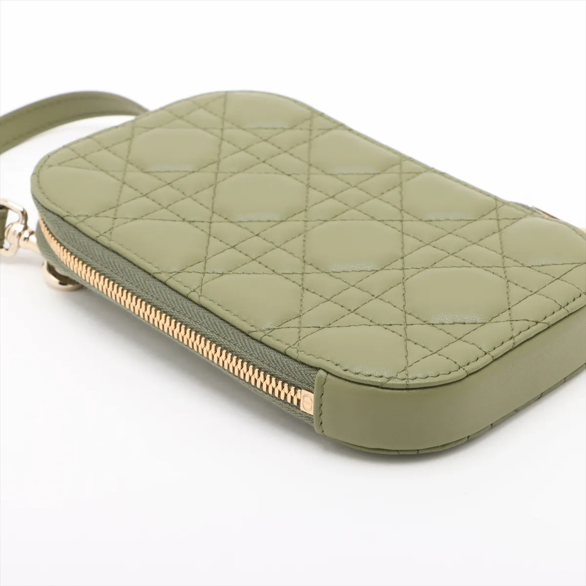 Cannage Phone Holder Leather Phone Holder Green No Strap — view 4