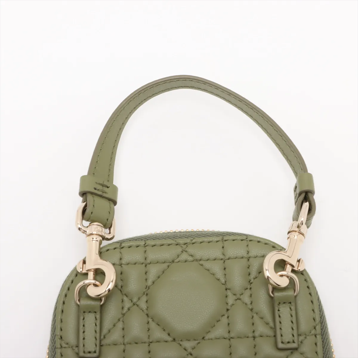 Cannage Phone Holder Leather Phone Holder Green No Strap — view 6
