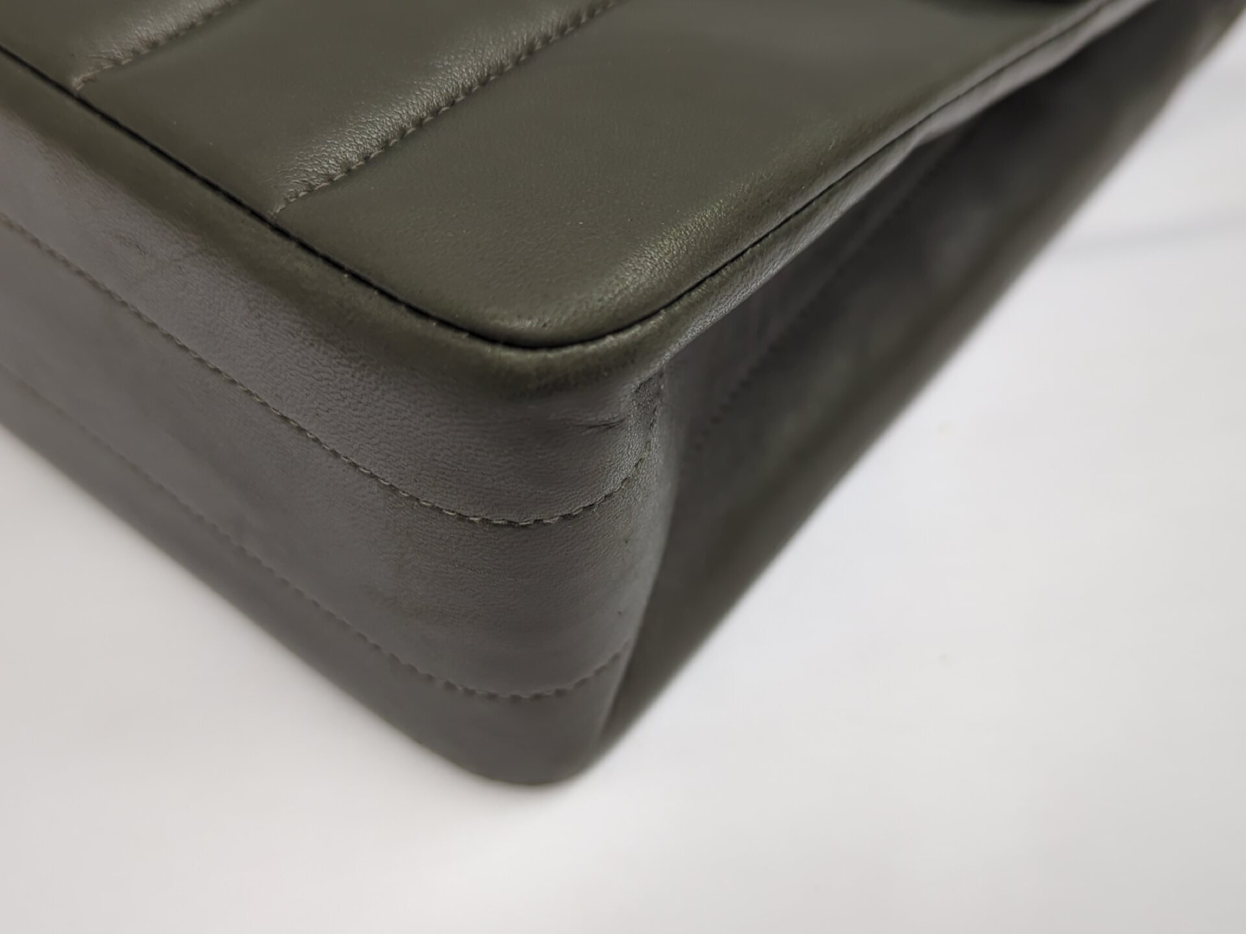 Lambskin Mademoiselle Khaki Chain Shoulder Bag (Serial No. 3) — view 3