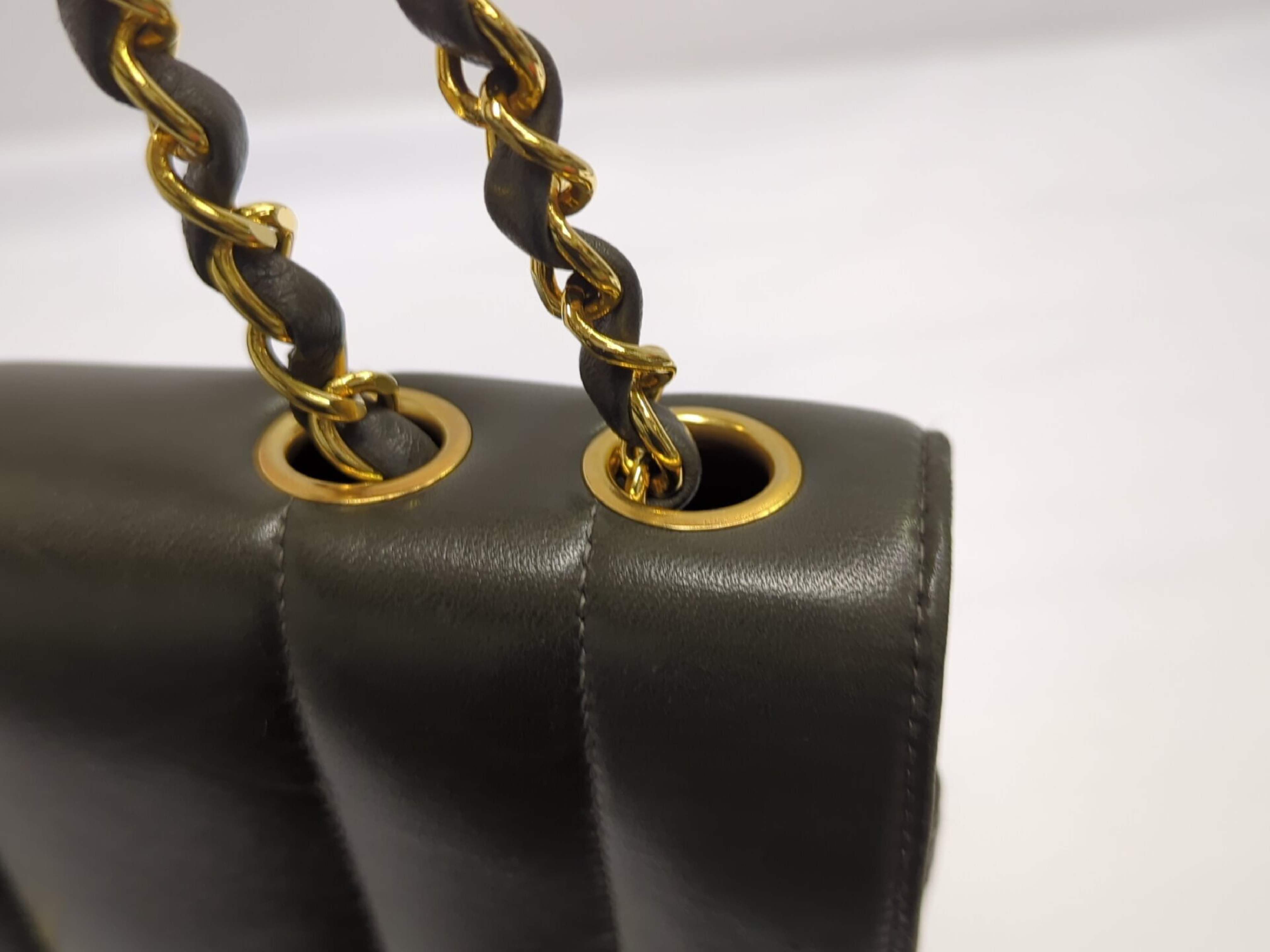 Lambskin Mademoiselle Khaki Chain Shoulder Bag (Serial No. 3) — view 8