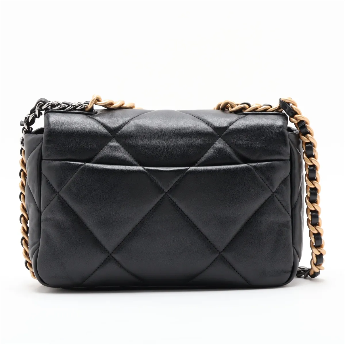 19 Lambskin Chain Shoulder Bag Black Gold x Silver Hardware E0H9XTPJ Random Plate AS1160 — view 2