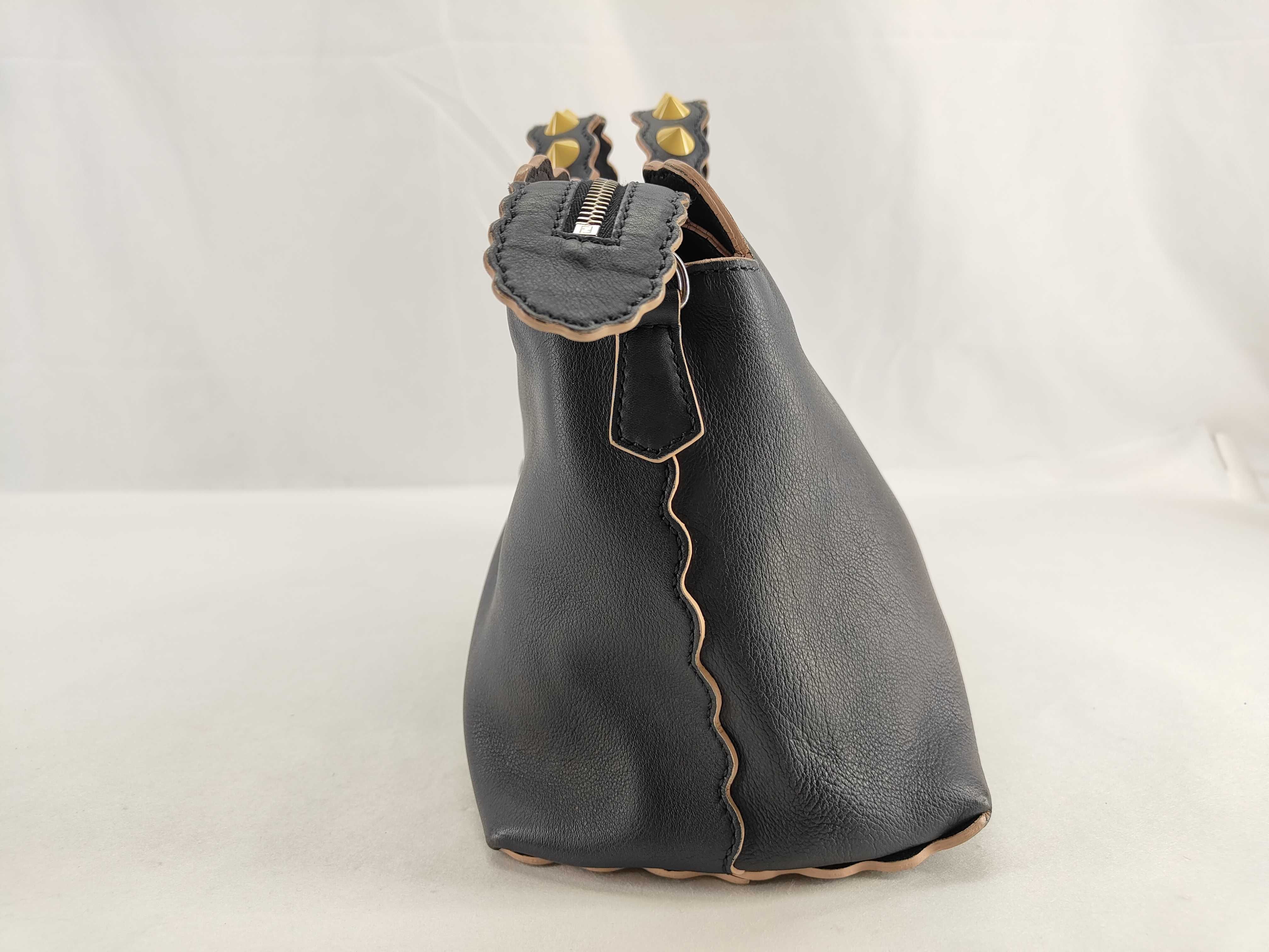 ID-By the Way Cowskin 2-Way Handbag Black #8BL125 with strap — view 3