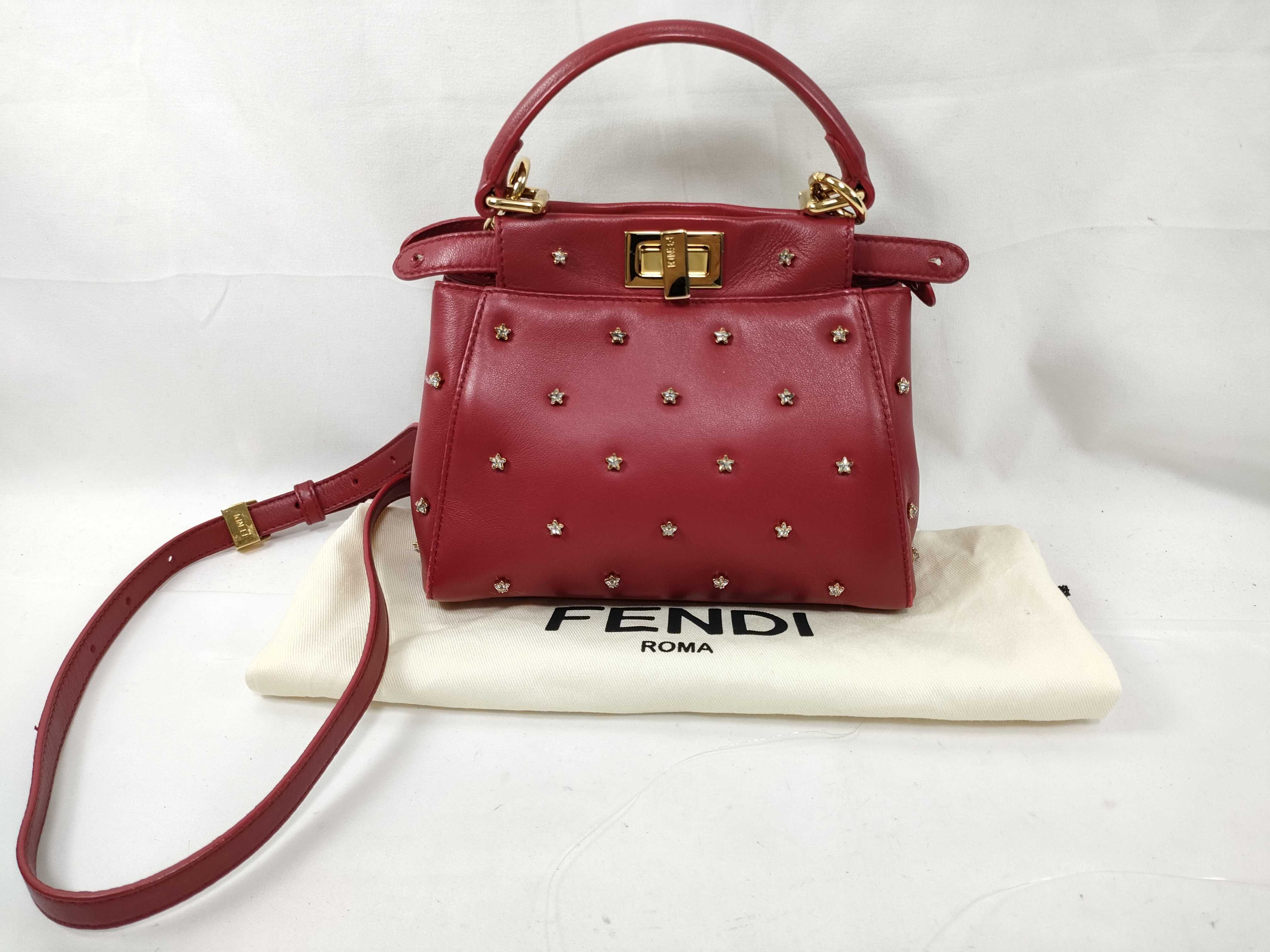 Peekaboo XS Leather 2-Way Handbag, Red, 8BN309 (Shoulder Bag)