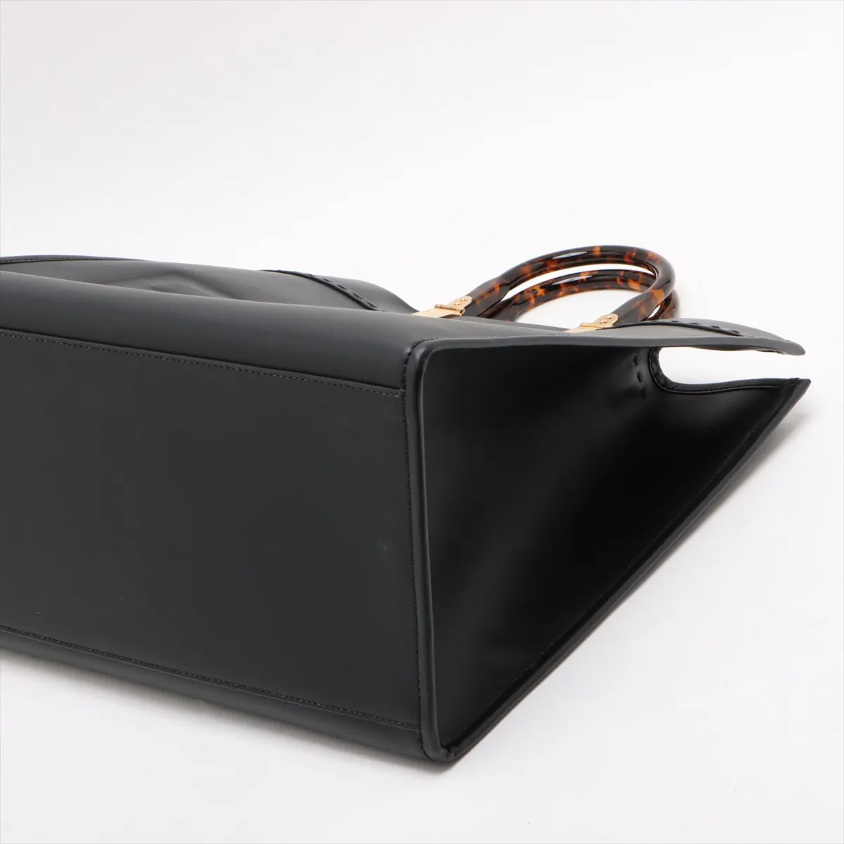 Sunshine Leather Tote Bag, Black, 8BH372 — view 3