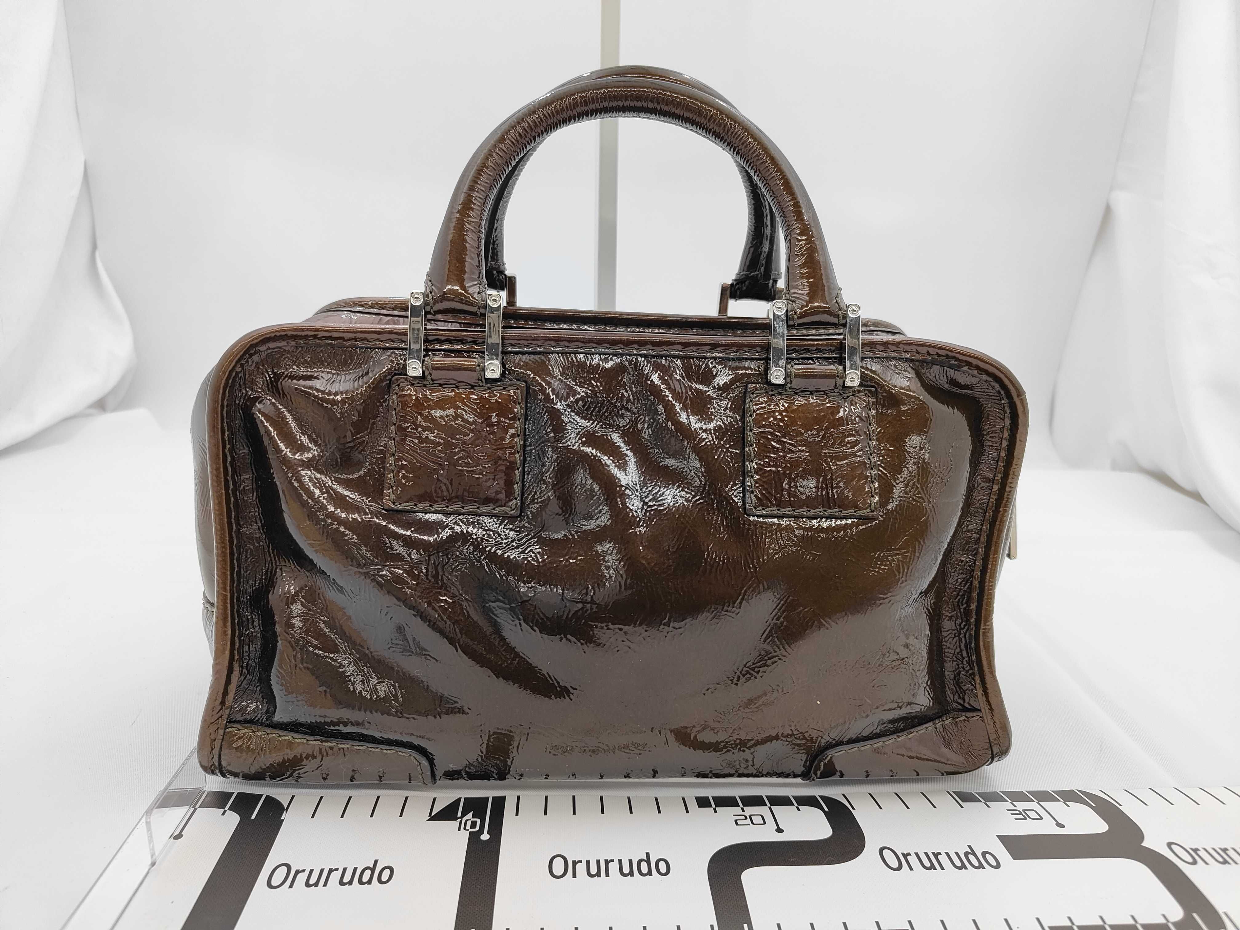 Amazona Patent Handbag Brown Boston Bag — view 2