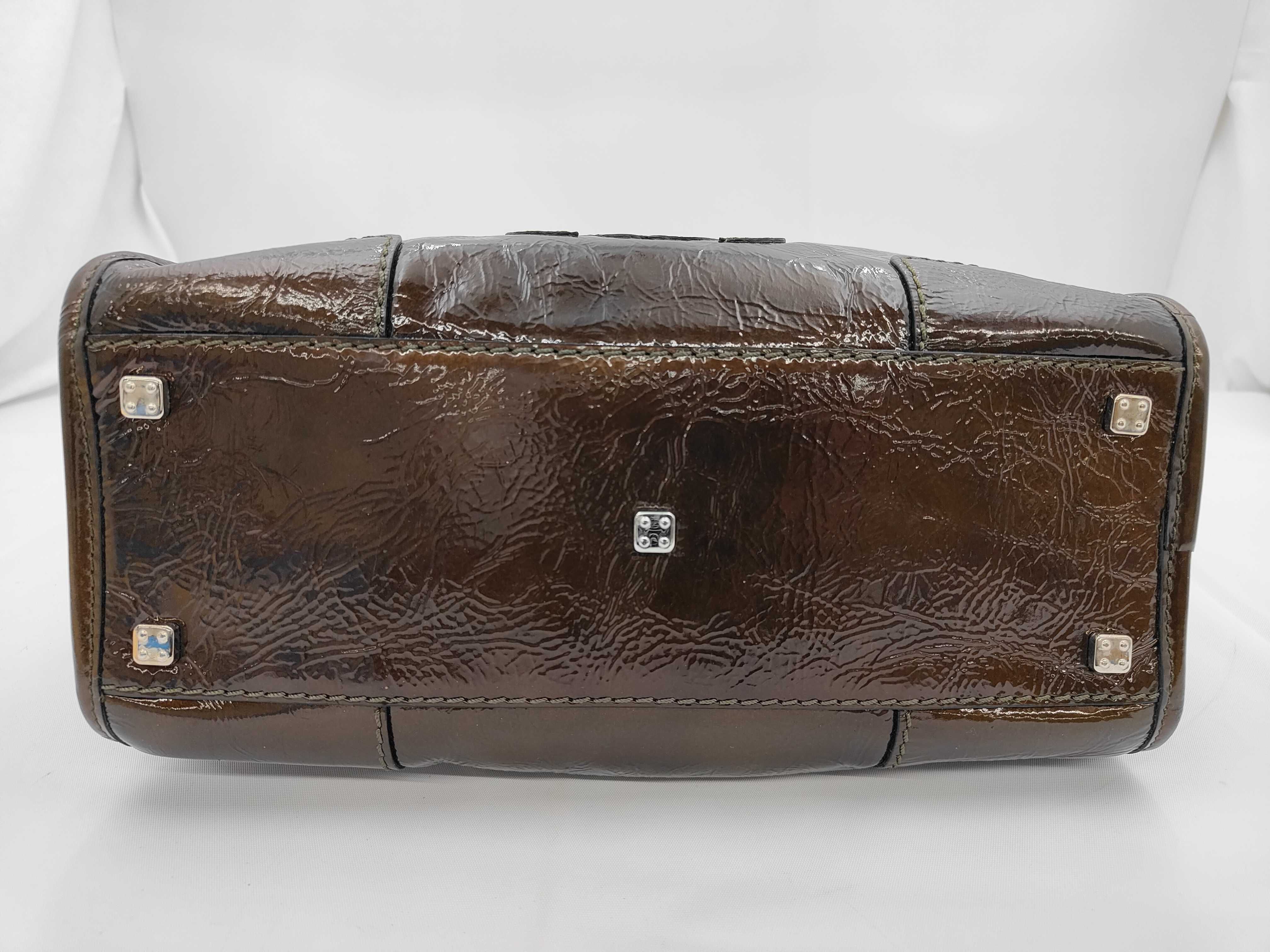 Amazona Patent Handbag Brown Boston Bag — view 5