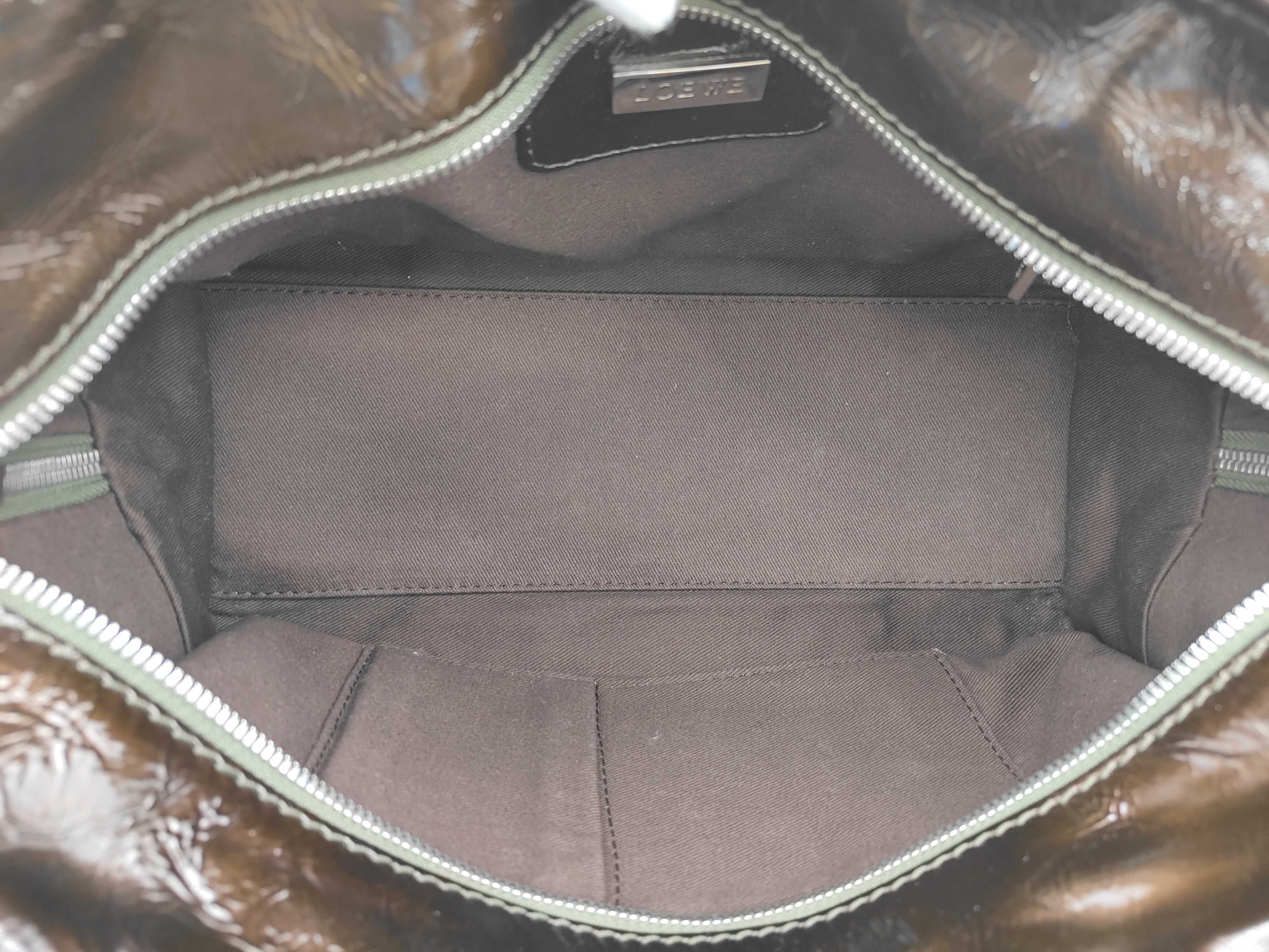 Amazona Patent Handbag Brown Boston Bag — view 8
