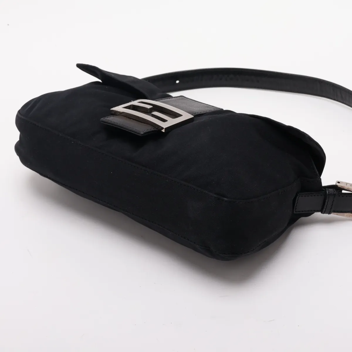 Mamma Bucket Nylon x Leather Shoulder Bag, Black — view 3