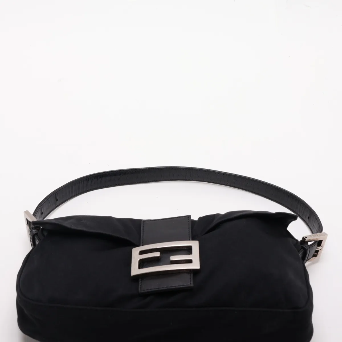 Mamma Bucket Nylon x Leather Shoulder Bag, Black — view 6