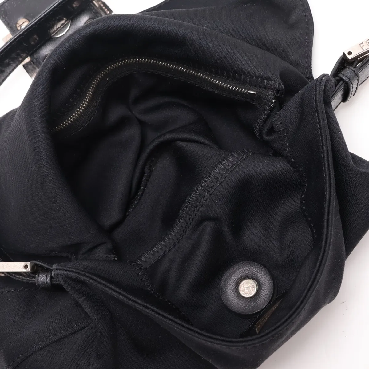 Mamma Bucket Nylon x Leather Shoulder Bag, Black — view 7