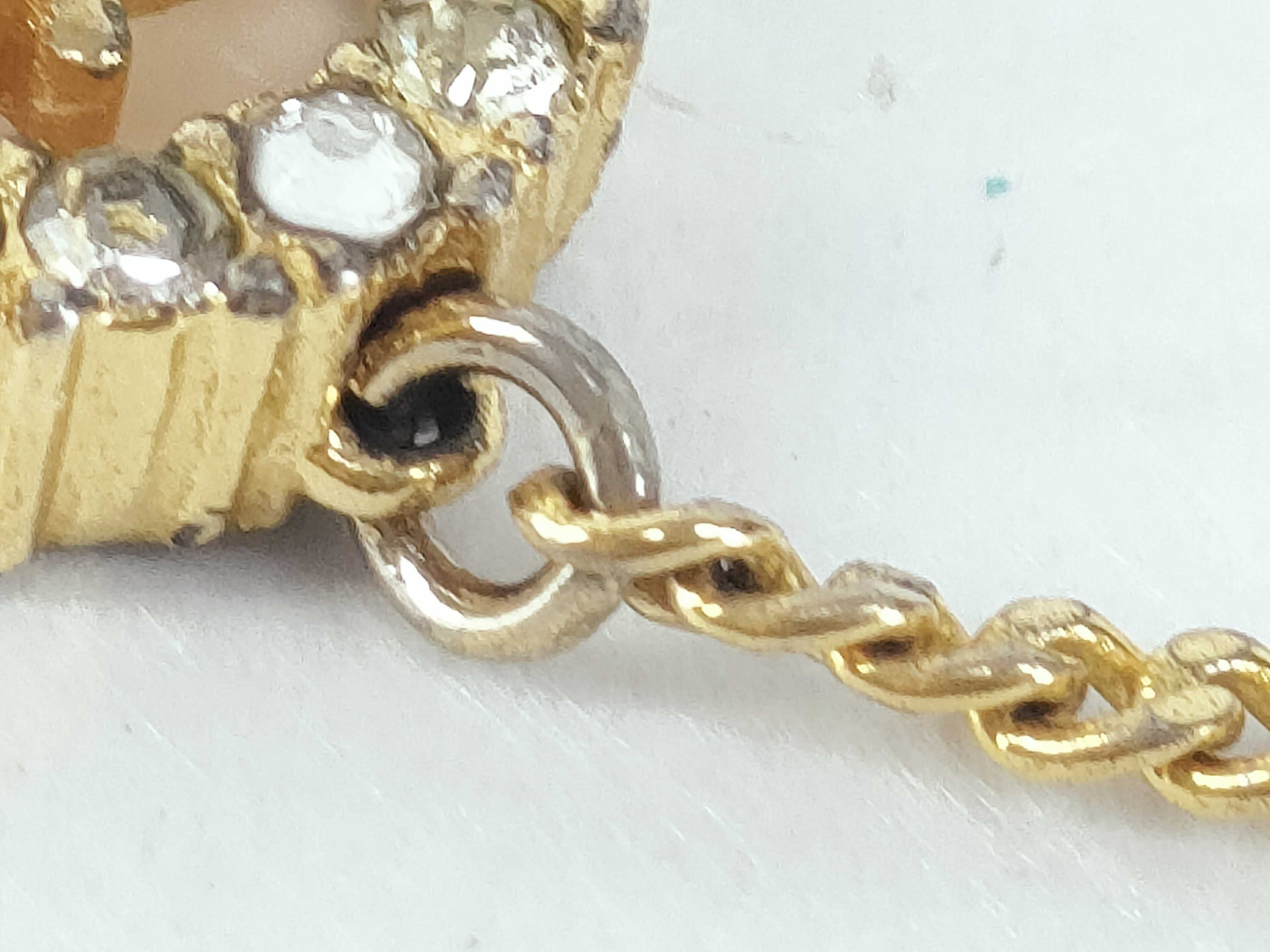 Logo Oval Rhinestone Gold Cuban Link Chain Necklace — view 9