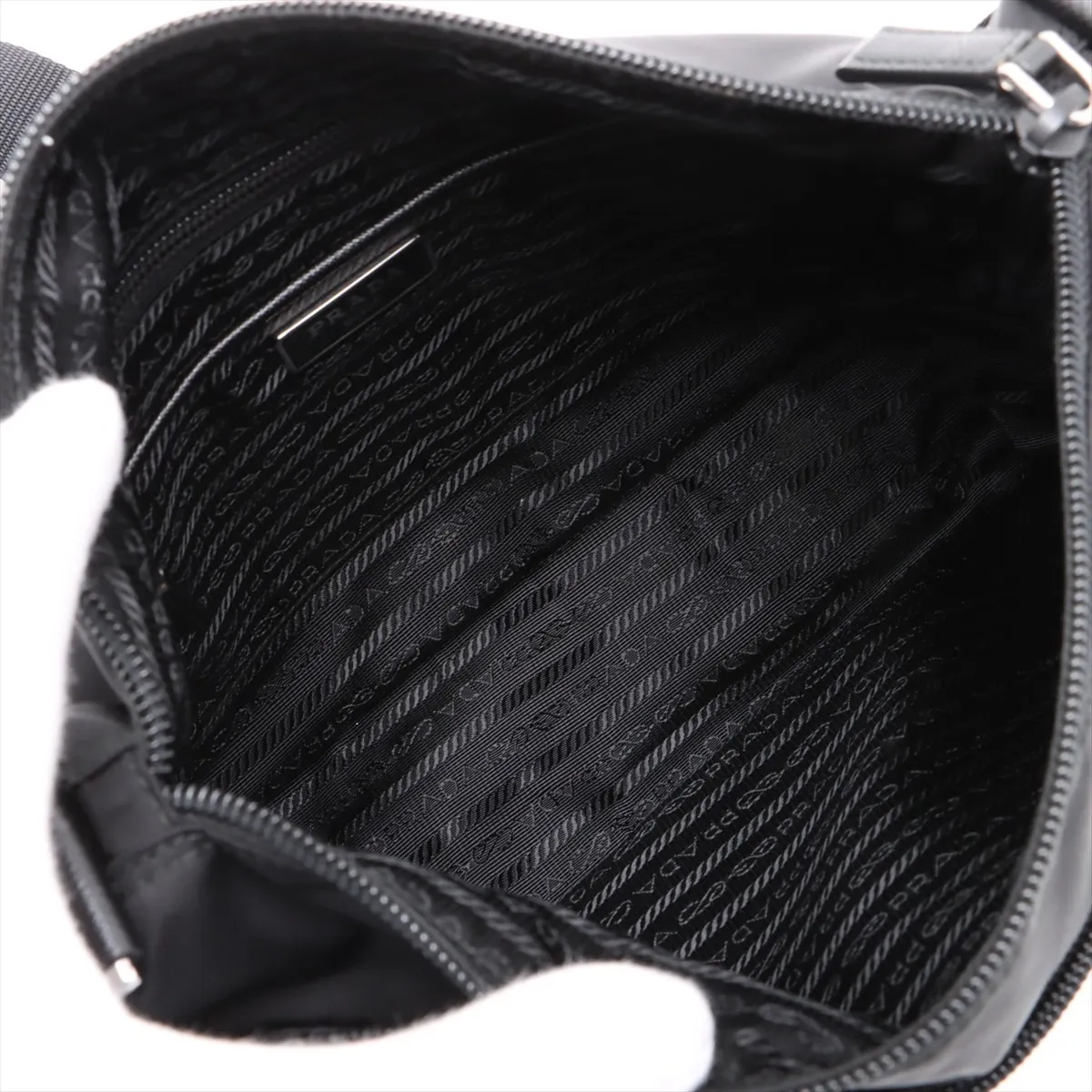 Tessuto Nylon x Leather Shoulder Bag Black — view 6