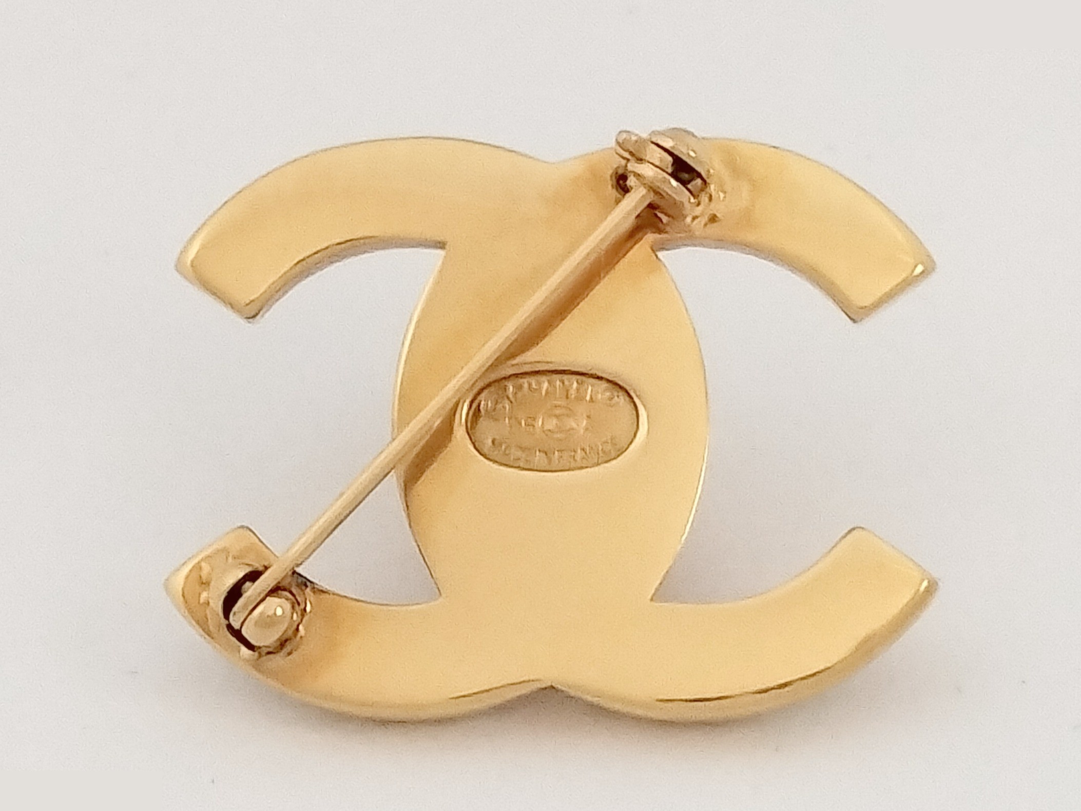 Coco Rhinestone Turnlock Gold Brooch — view 2