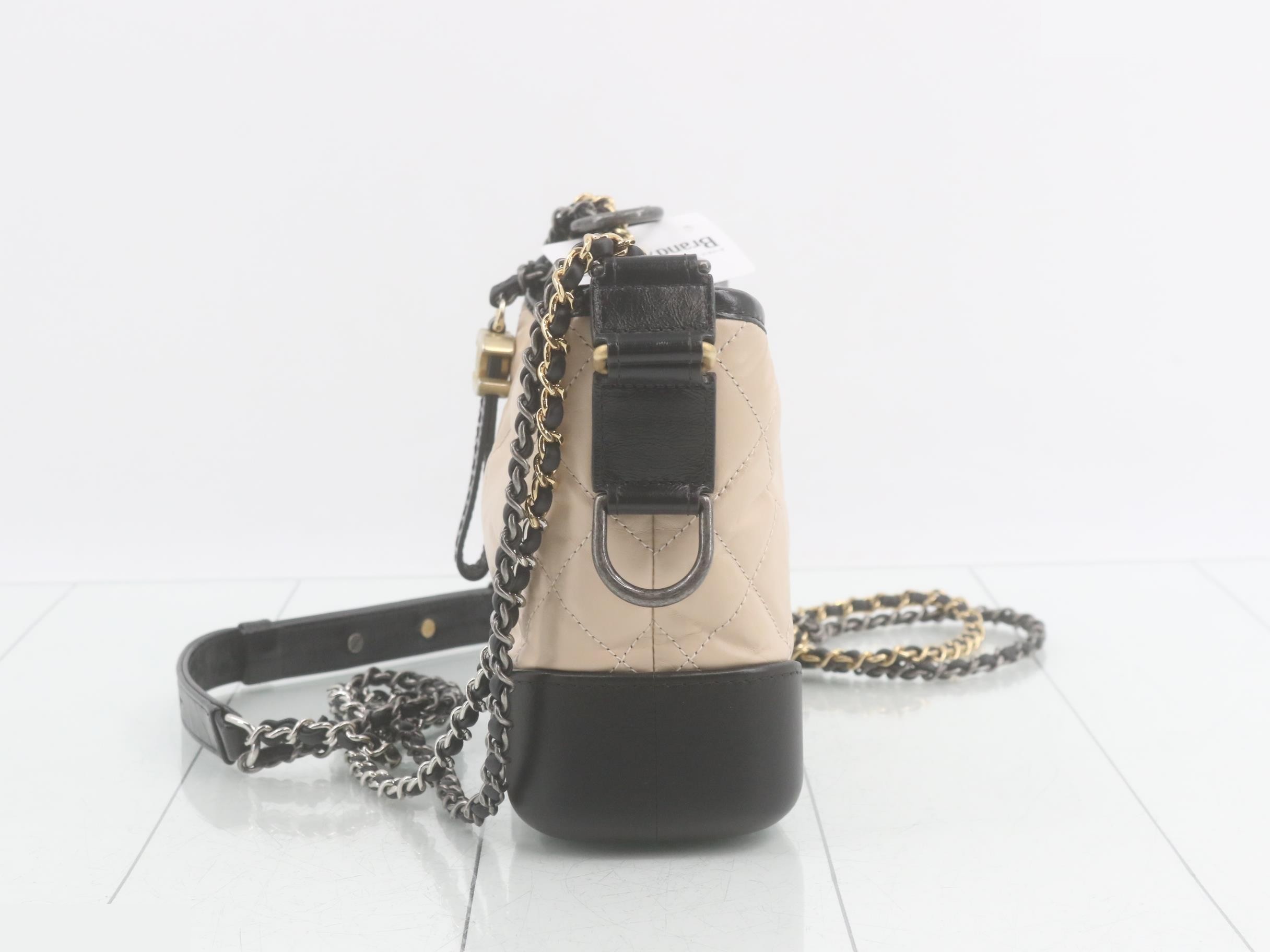 Gabrielle de Chanel Leather Chain Shoulder Bag, Bicolor — view 3