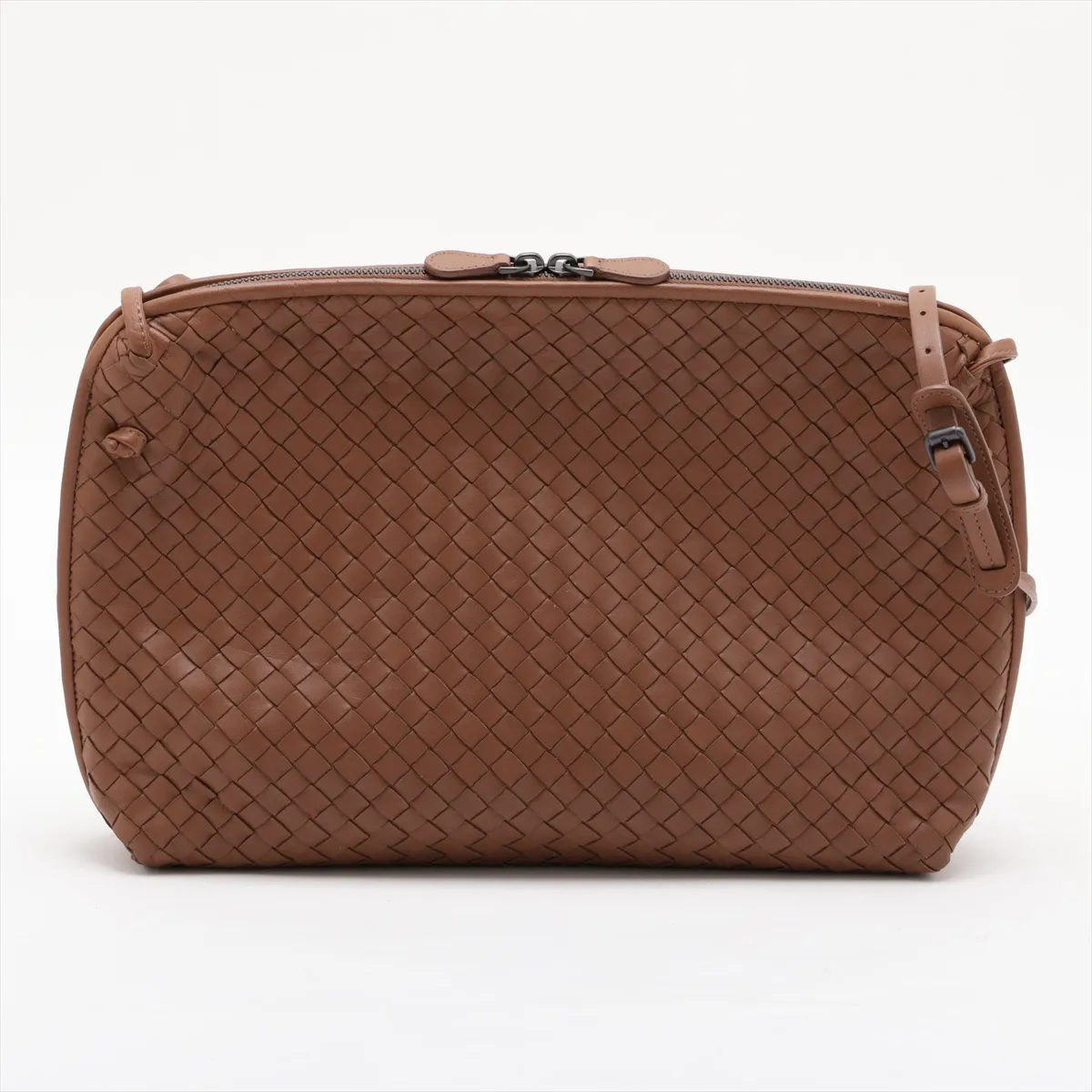 Intrecciato Nodini 245355 Leather Shoulder Bag, Brown, with Mirror